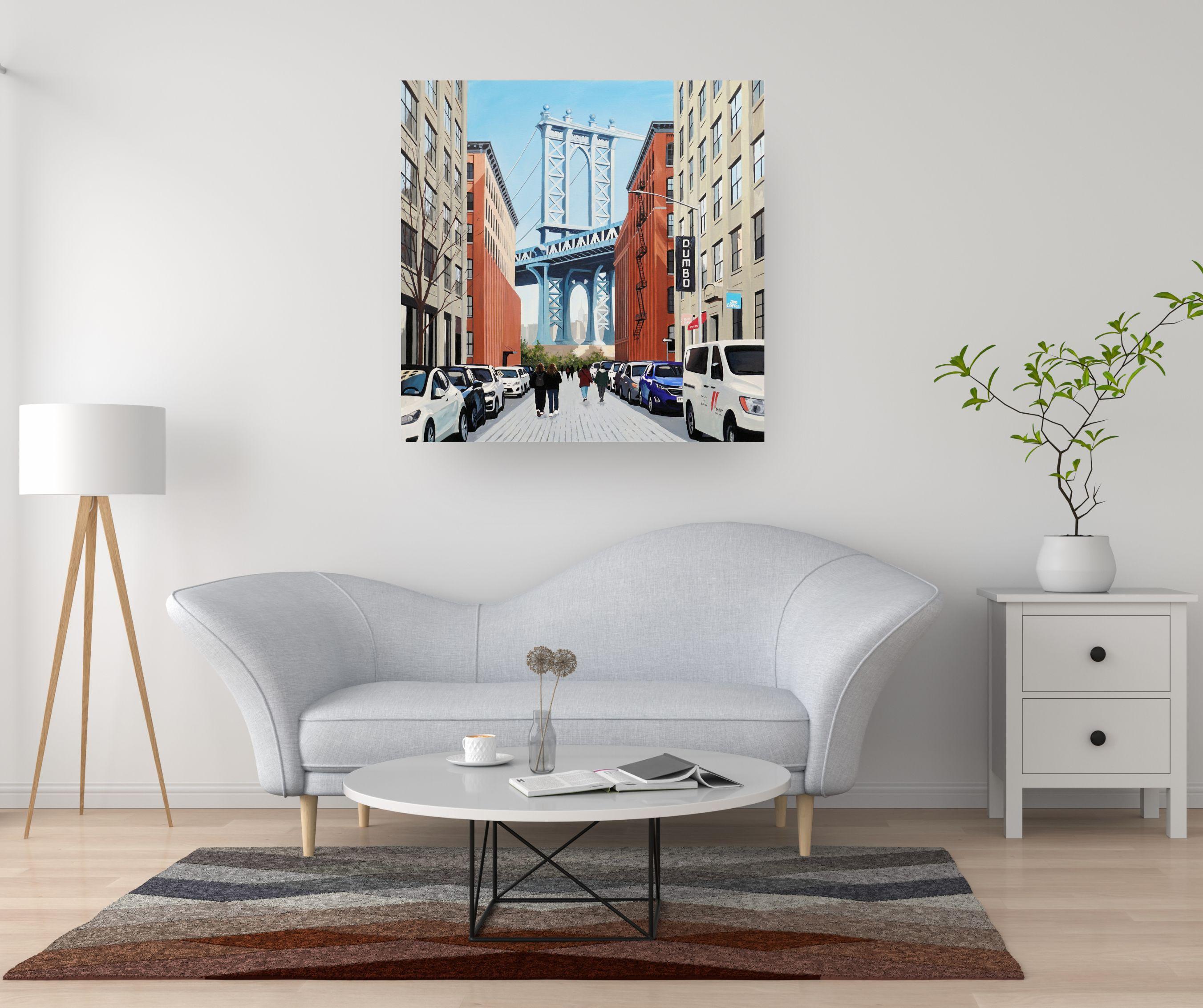 Via Washington, New York  - dipinto originale di paesaggio urbano - arte contemporanea del realismo - Painting di Jo Quigley