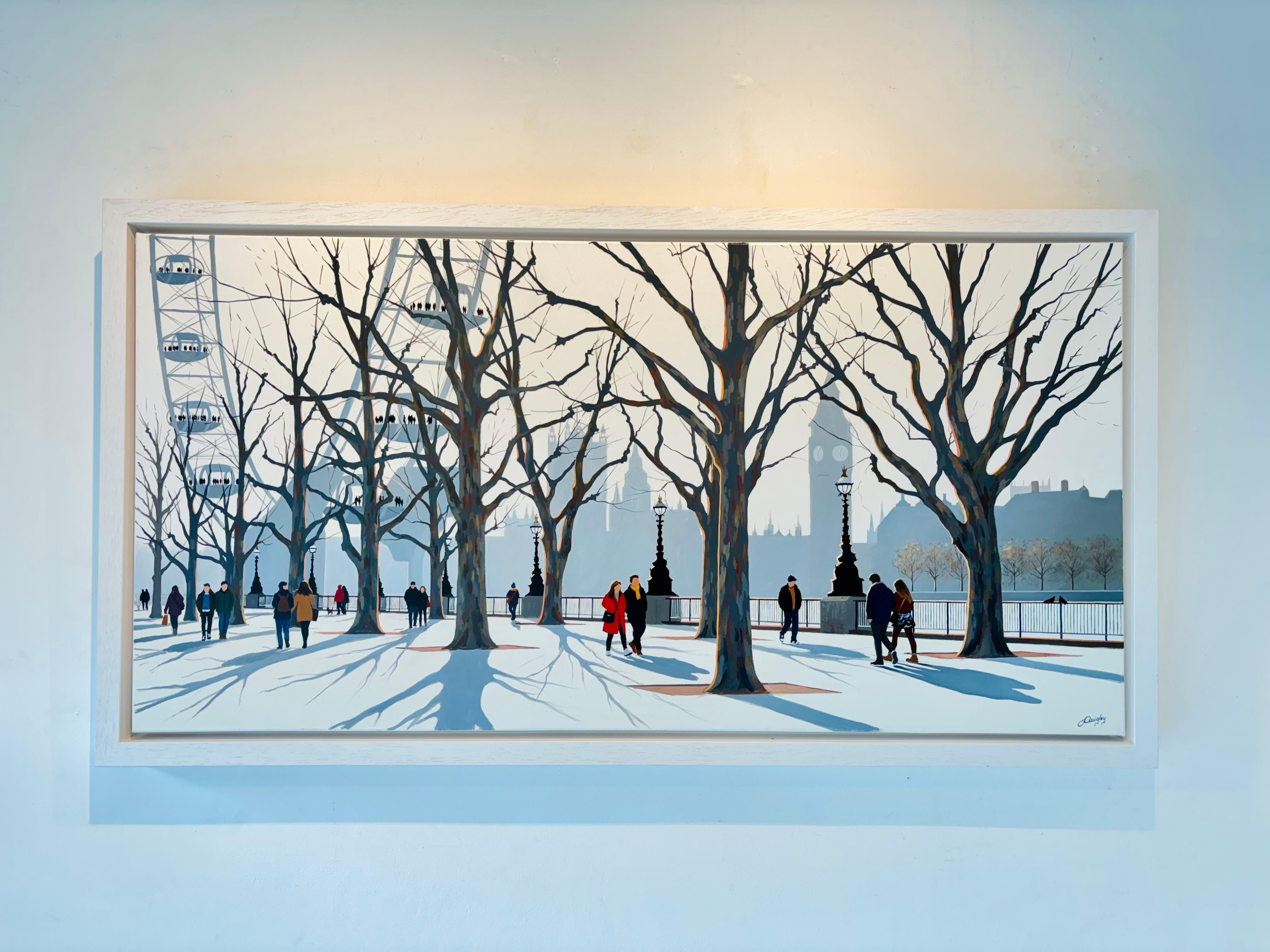 Westminster Walk II-original impressionism cityscape painting-contemporary Art - Painting by Jo Quigley