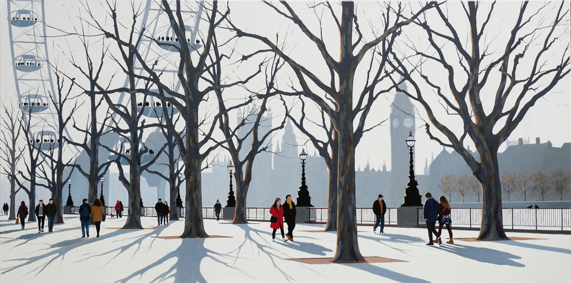 Jo Quigley Landscape Painting - Westminster Walk II-original impressionism cityscape painting-contemporary Art