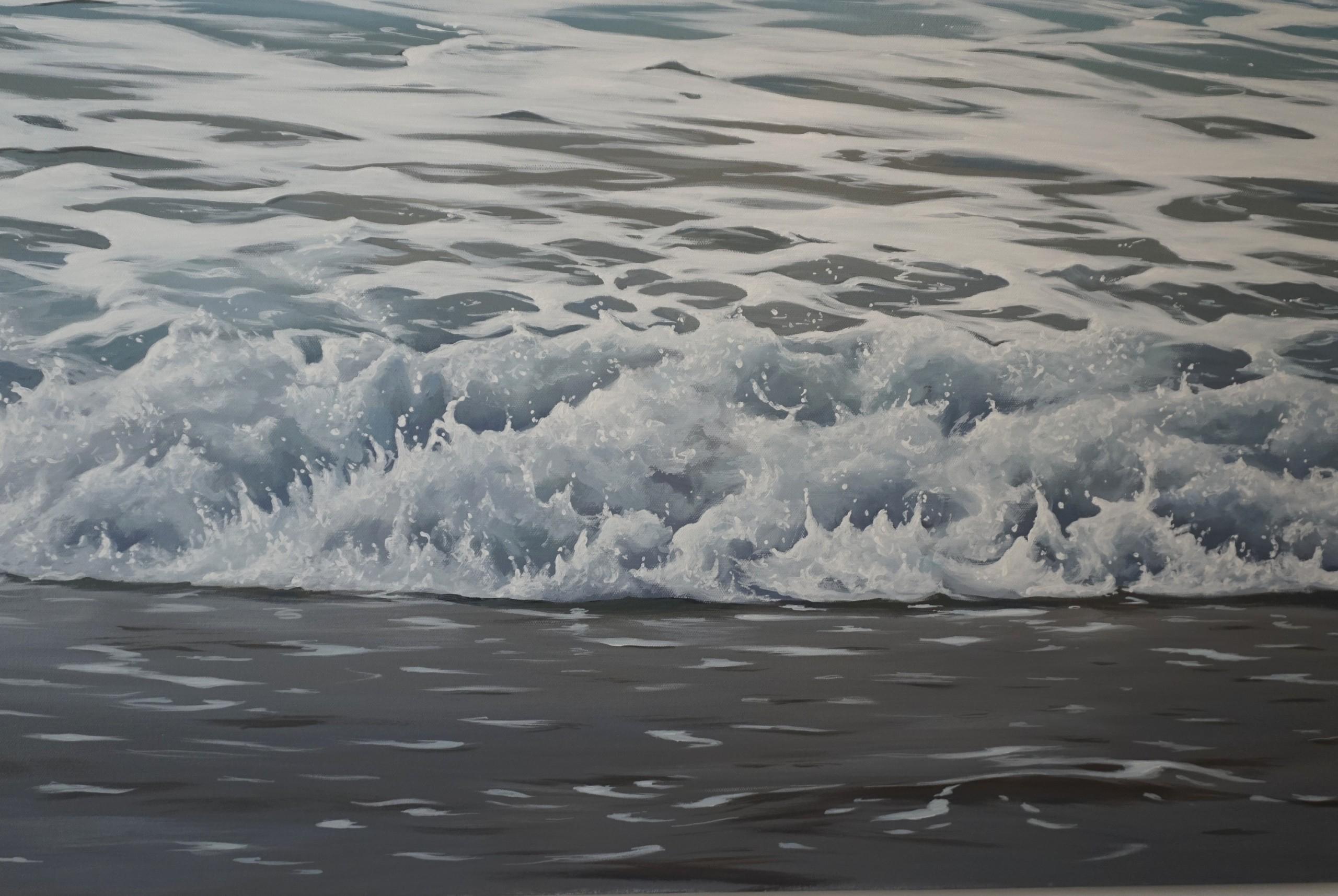 Breaking Waves Ozeankunst, zeitgenössisches realistisches Meereslandschaftsgemälde, Strandhauskunst im Angebot 1