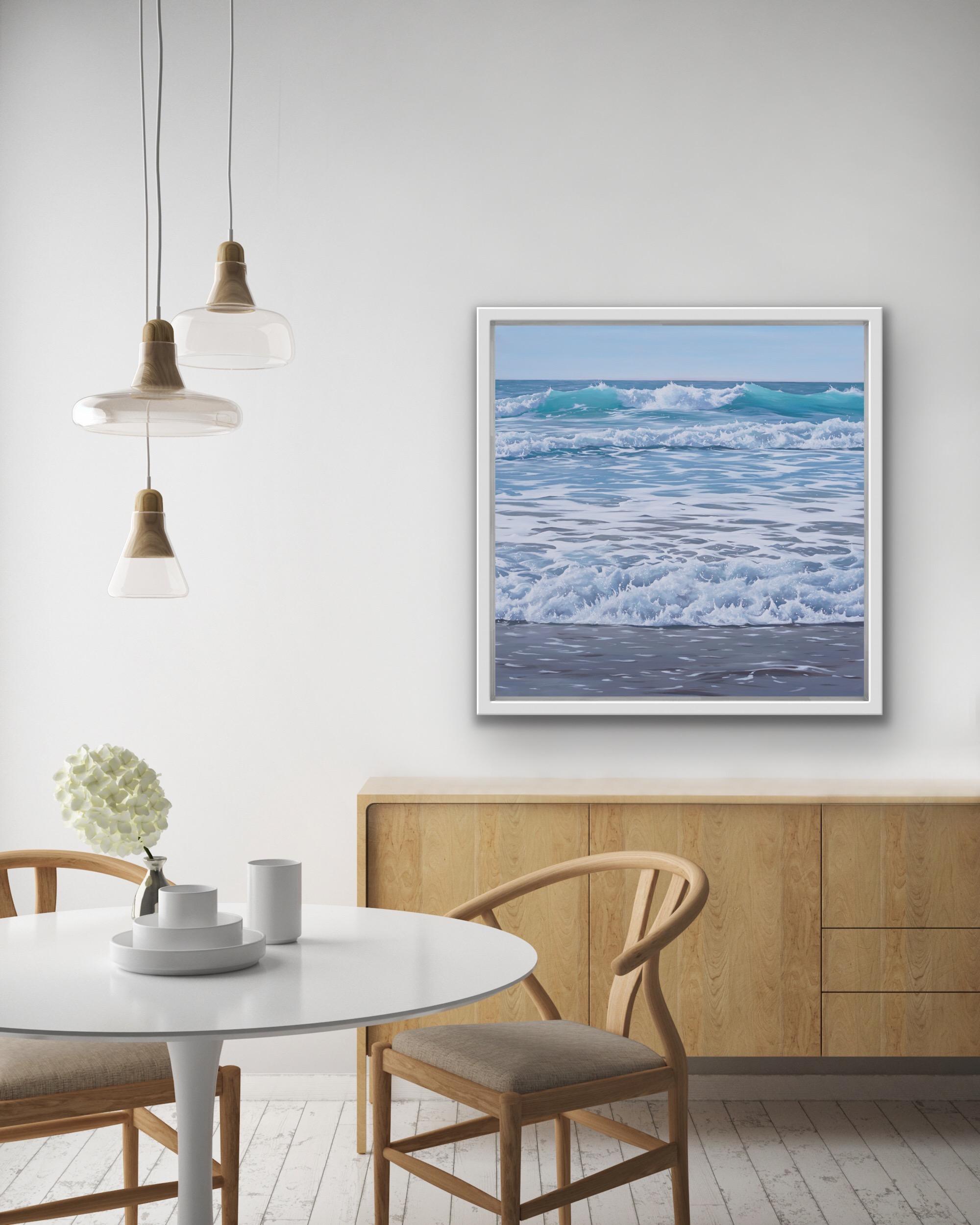 Breaking Waves Ozeankunst, zeitgenössisches realistisches Meereslandschaftsgemälde, Strandhauskunst im Angebot 3