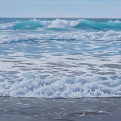 Used Breaking Waves Ocean Art, Contemporary Realist Seascape Painting Beach House Art