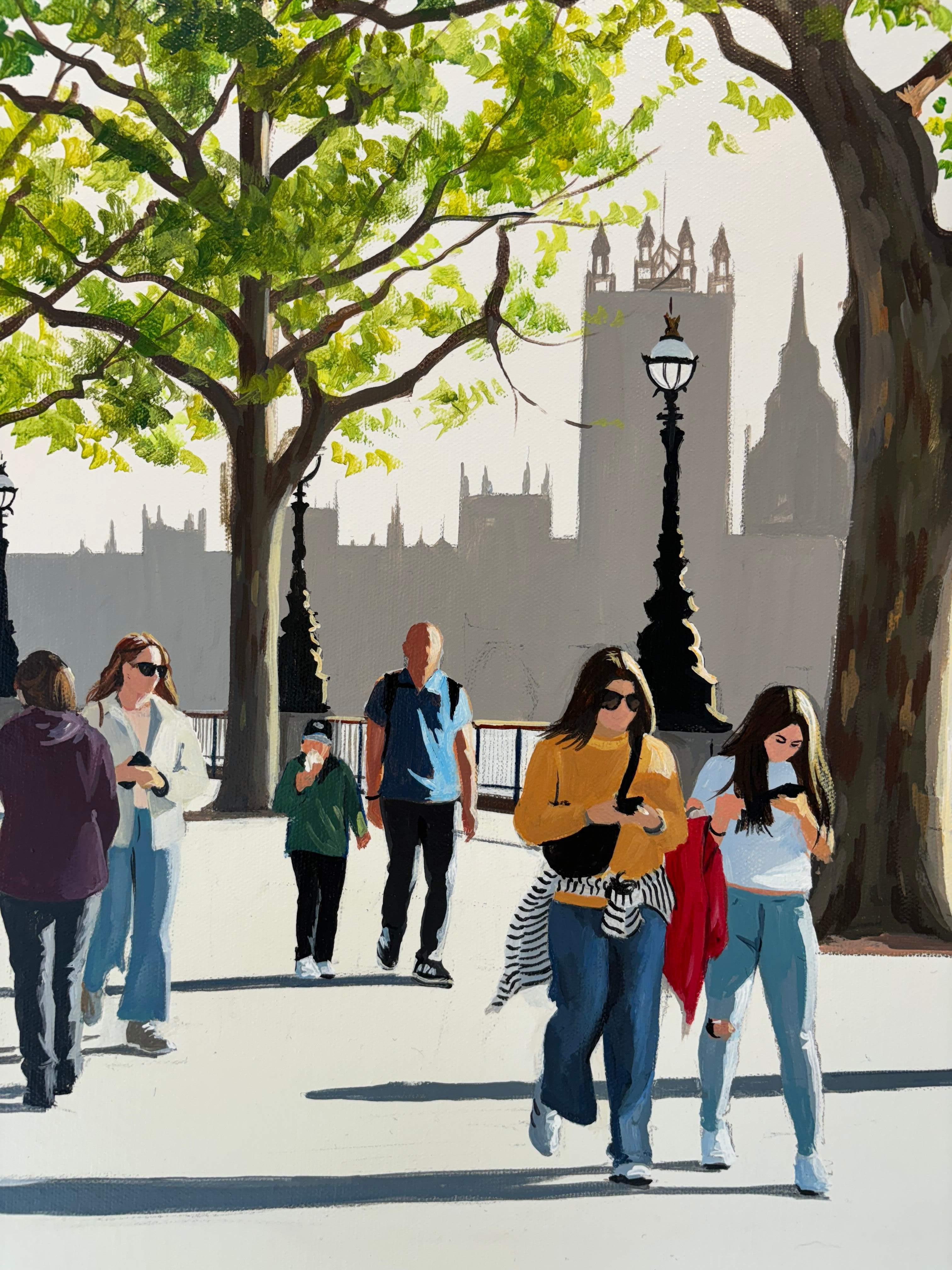 Early Summer on the Southbank - Contemporary British Cityscape Artwork (Zeitgenössisch), Painting, von Jo Quigley