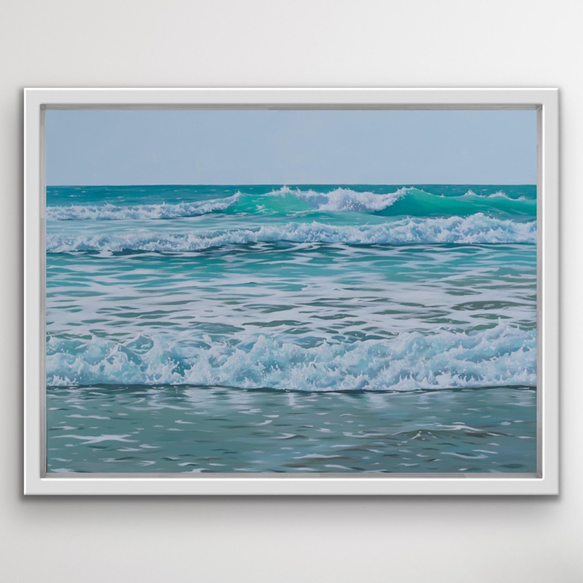 Smaragdwellen, Acrylgemälde von Meereslandschaften, zeitgenössisches Landschaftsgemälde (Realismus), Painting, von Jo Quigley