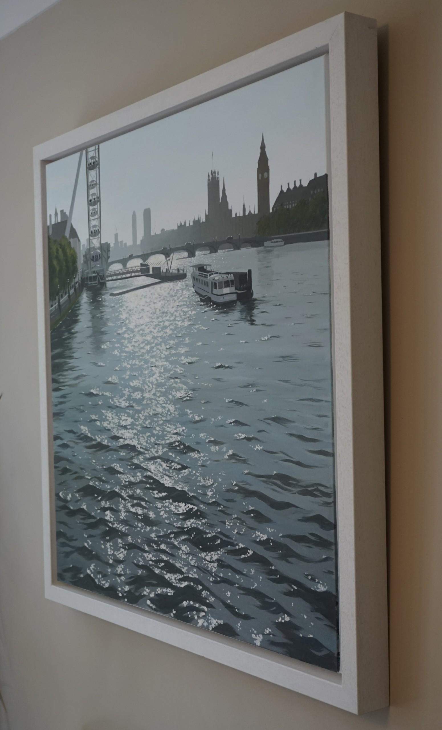 Shimmering Light, Westminster - Blue Interior Painting by Jo Quigley