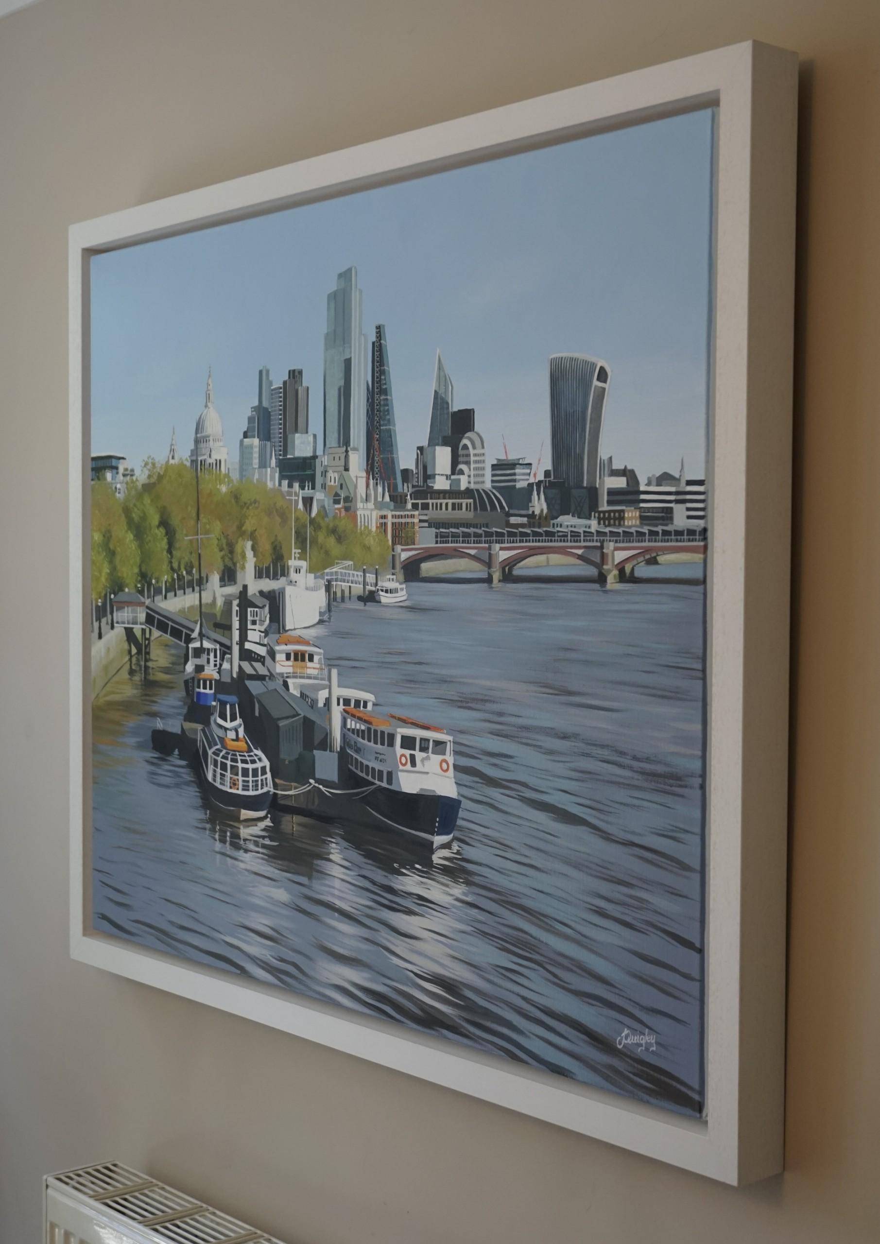 The City from Waterloo Bridge, Realist Style Cityscape Painting, London Art For Sale 1