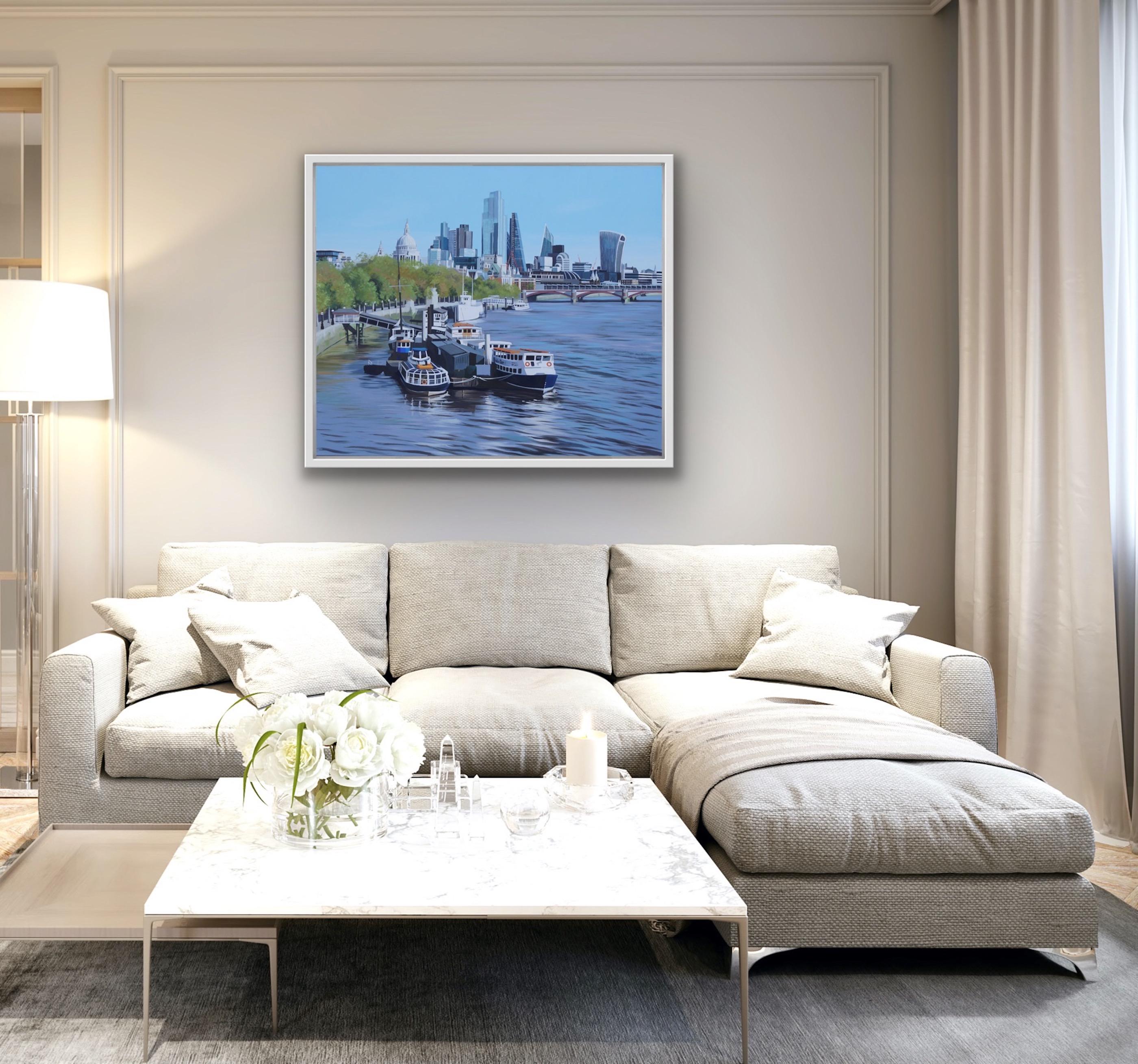 The City from Waterloo Bridge, Realist Style Cityscape Painting, London Art For Sale 5