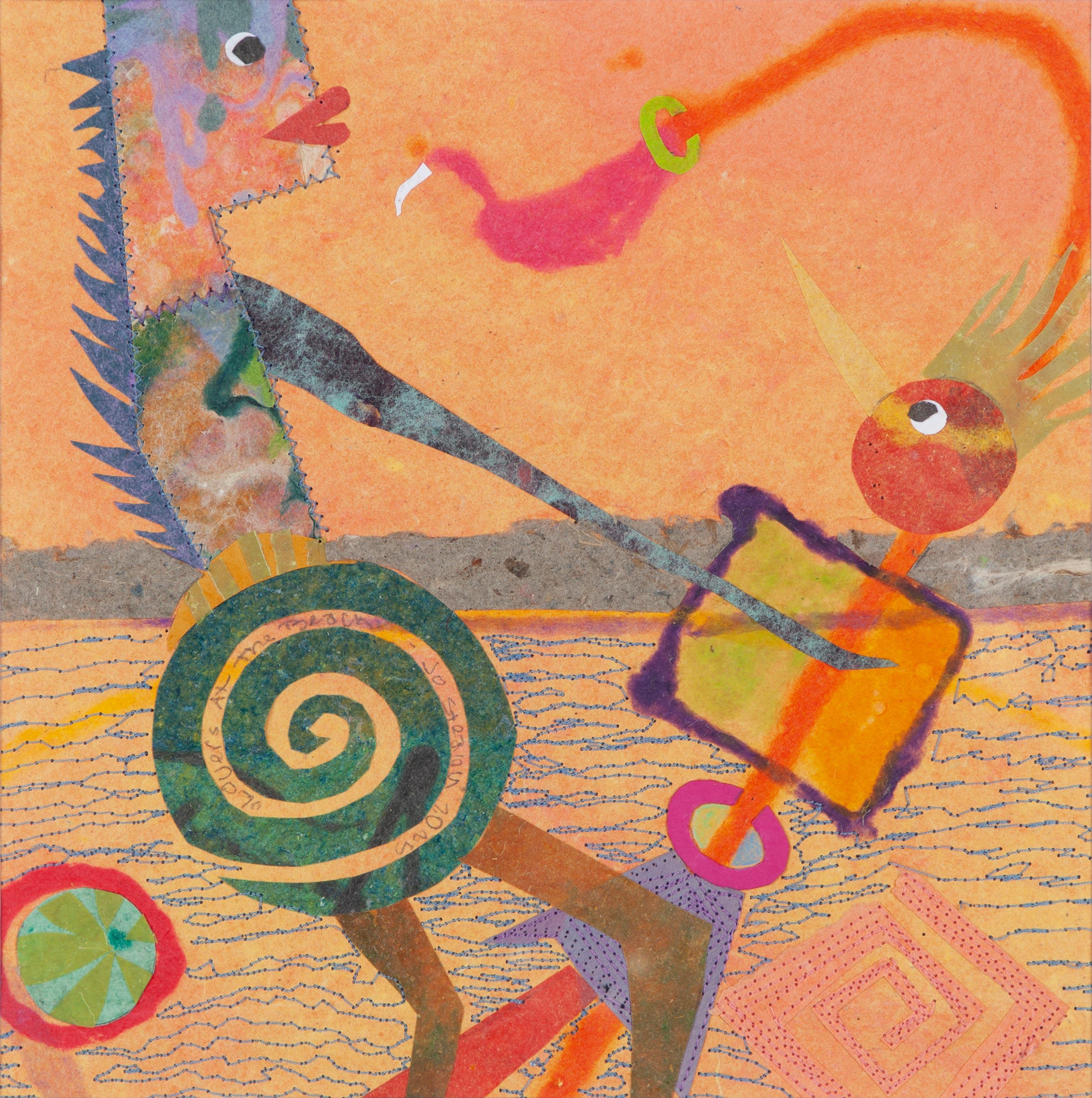 Amantes en la playa - Mixed Media Art Contemporáneo de Jo Stealey