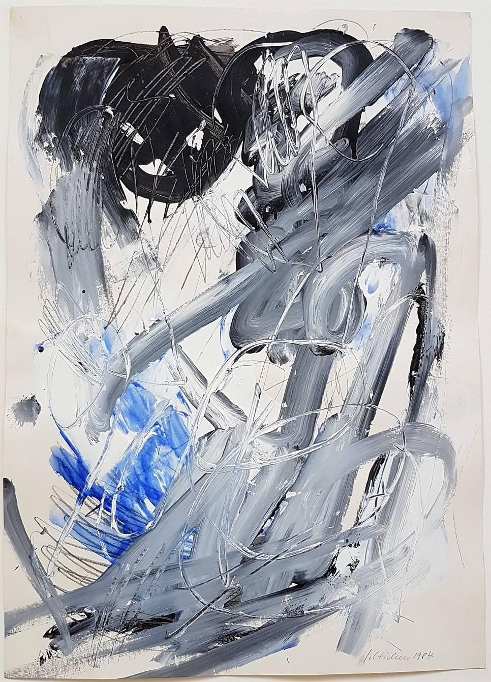 Joachim Czichon Abstract Painting - Untitled Gestural Abstract Composition