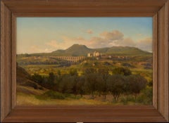 Italian Landscape, Ariccia and The Alban Mountains - Oil on Paper 1850´s