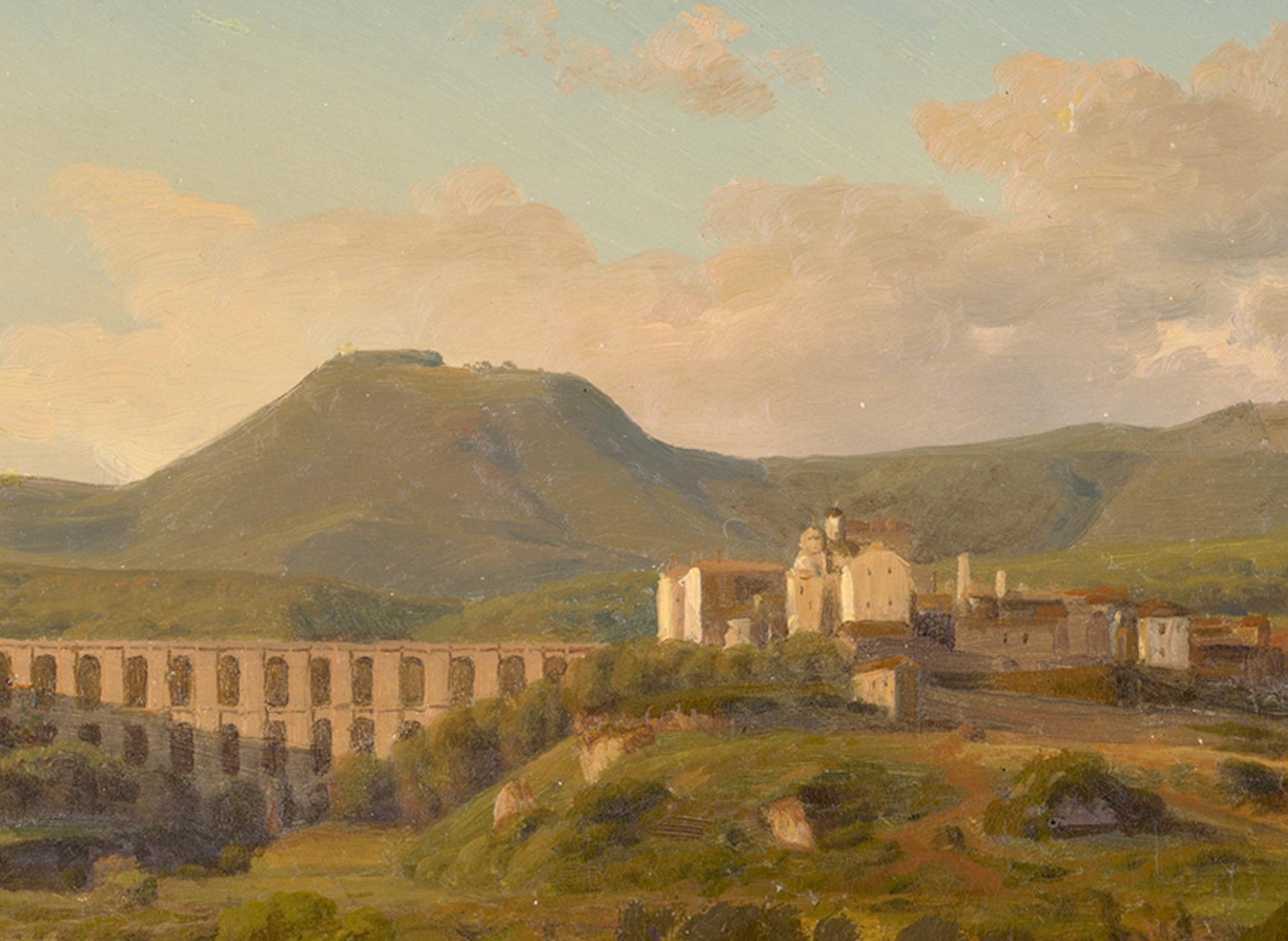 Italian Landscape, Ariccia and The Alban Mountains - Oil on Paper 1850´s - Other Art Style Painting by Joachim Ludwig Bünsow