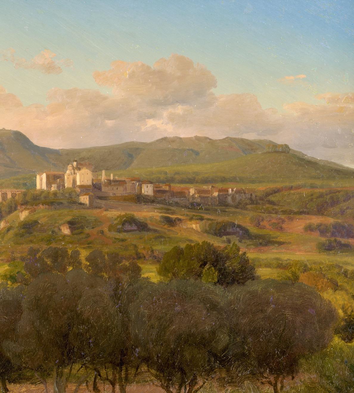 Italian Landscape, Ariccia and The Alban Mountains - Oil on Paper 1850´s For Sale 2