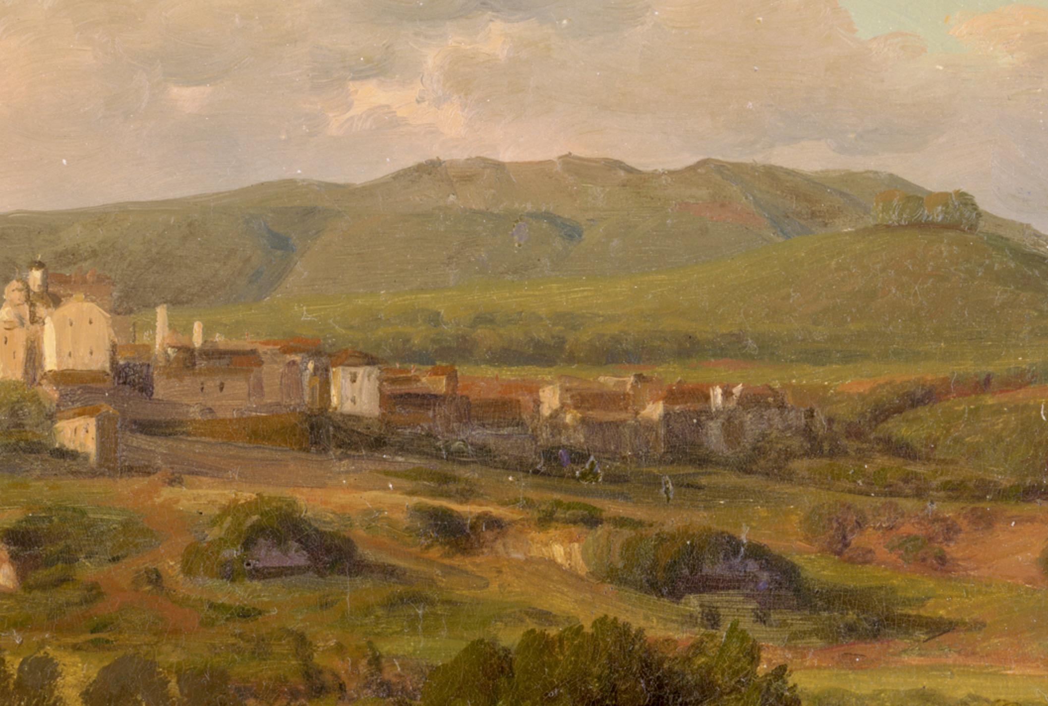 Italian Landscape, Ariccia and The Alban Mountains - Oil on Paper 1850´s For Sale 3