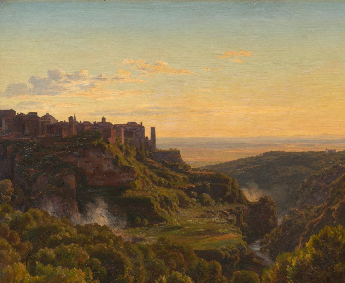 Vista di Tivoli e della Valle dell'Aniene con la Campagna Romana - Painting Altro stile artistico di Joachim Ludwig Bünsow