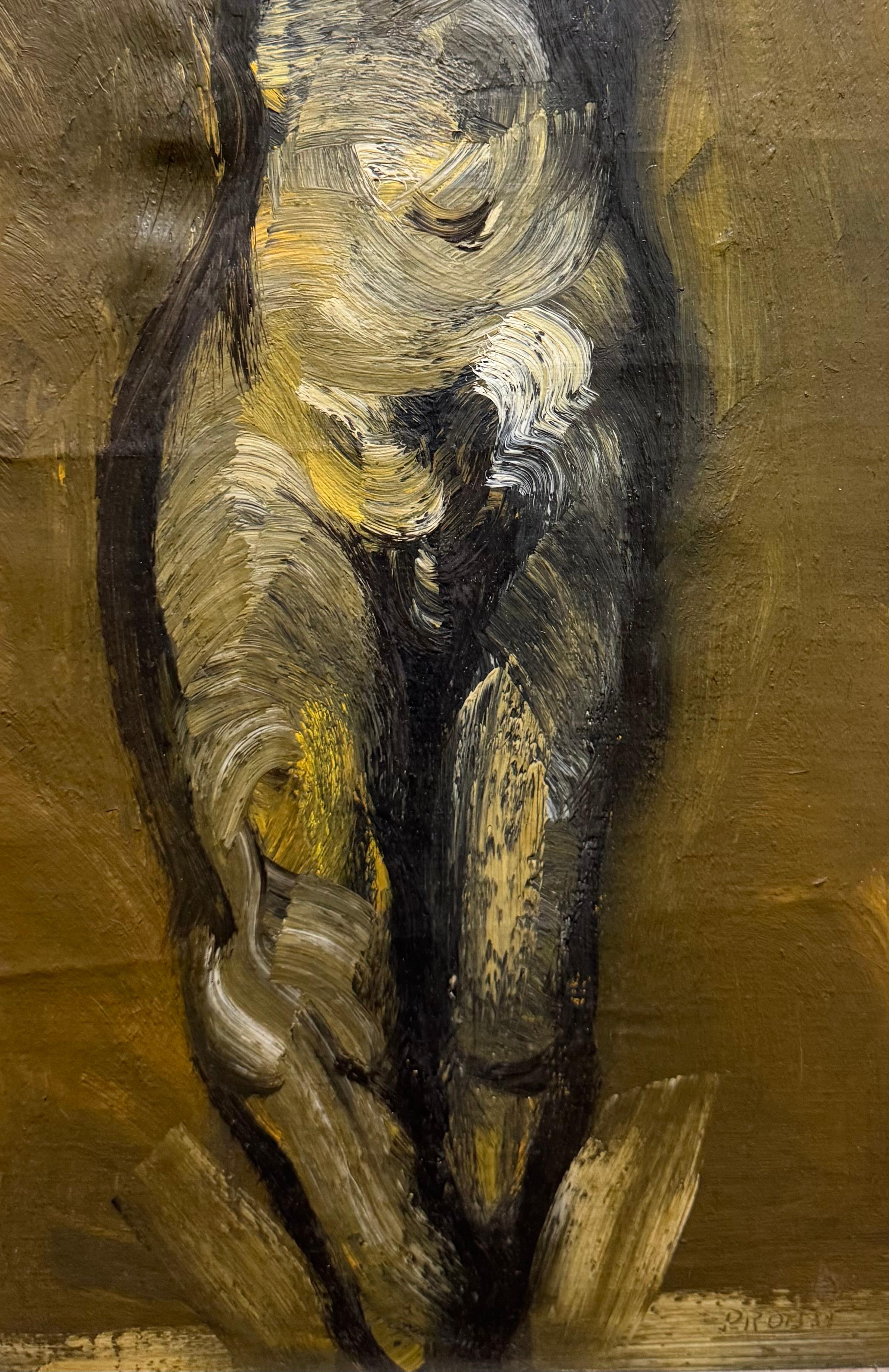 Joachim Probst
(1913-1980)
firmato e datato sul verso 1946
olio su tela 
telaio originale


Joachim Probst è stato un pittore astratto americano di origine tedesca.
Ecco un'immagine di Cristo realizzata nel 1942



