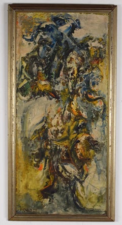 Joachim Probst Olio astratto floreale su tavola, firmato 1956