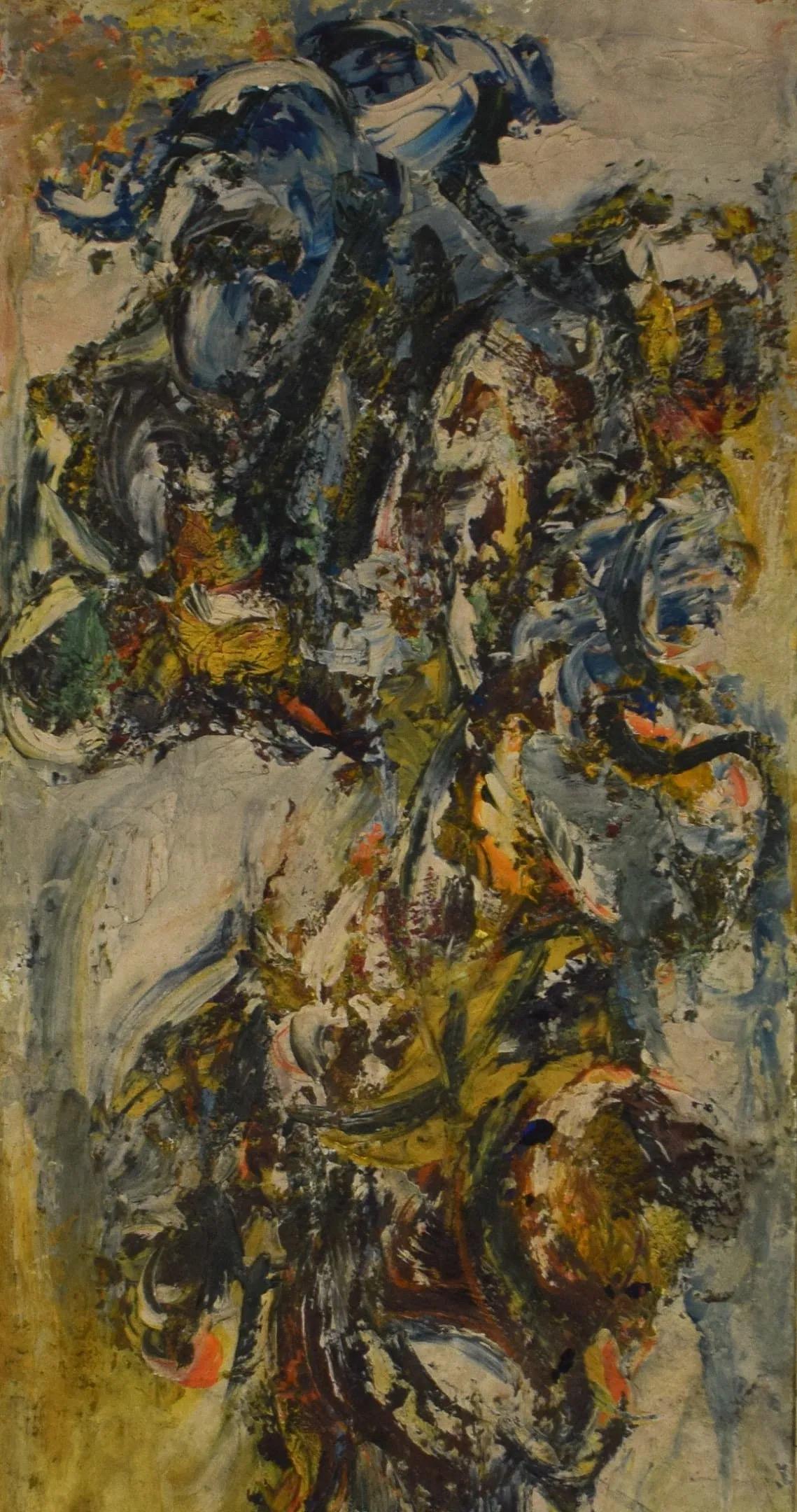 Joachim Probst Abstraktes florales Öl auf Karton, signiert 1956 (Moderne der Mitte des Jahrhunderts) im Angebot