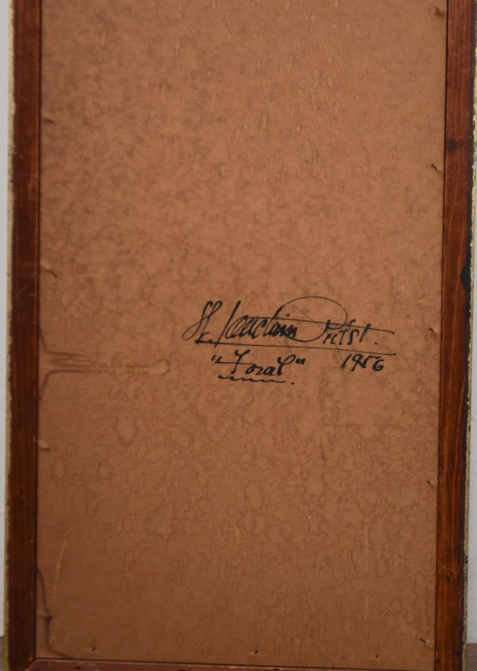 Joachim Probst Abstraktes florales Öl auf Karton, signiert 1956 (Leinwand) im Angebot
