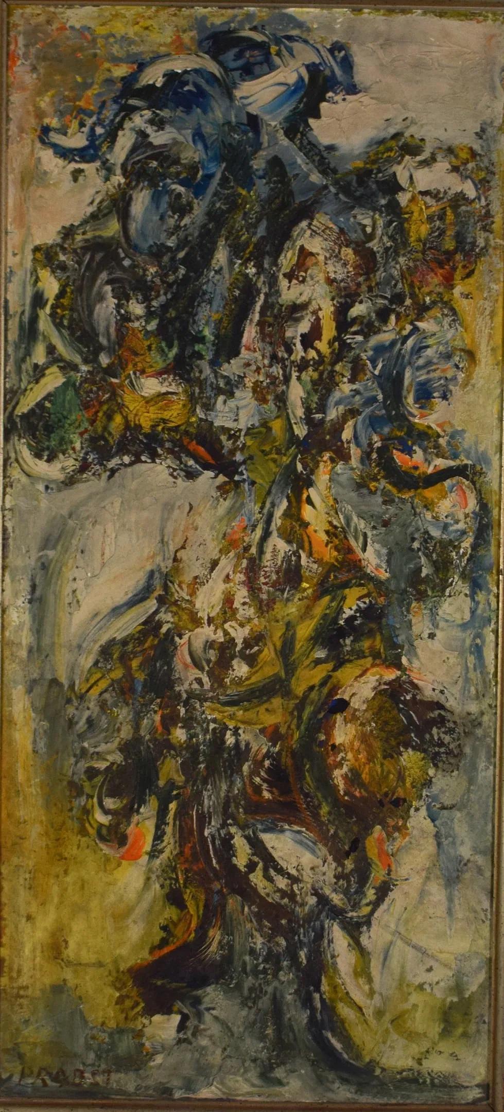 Joachim Probst Abstraktes florales Öl auf Karton, signiert 1956 im Angebot 2