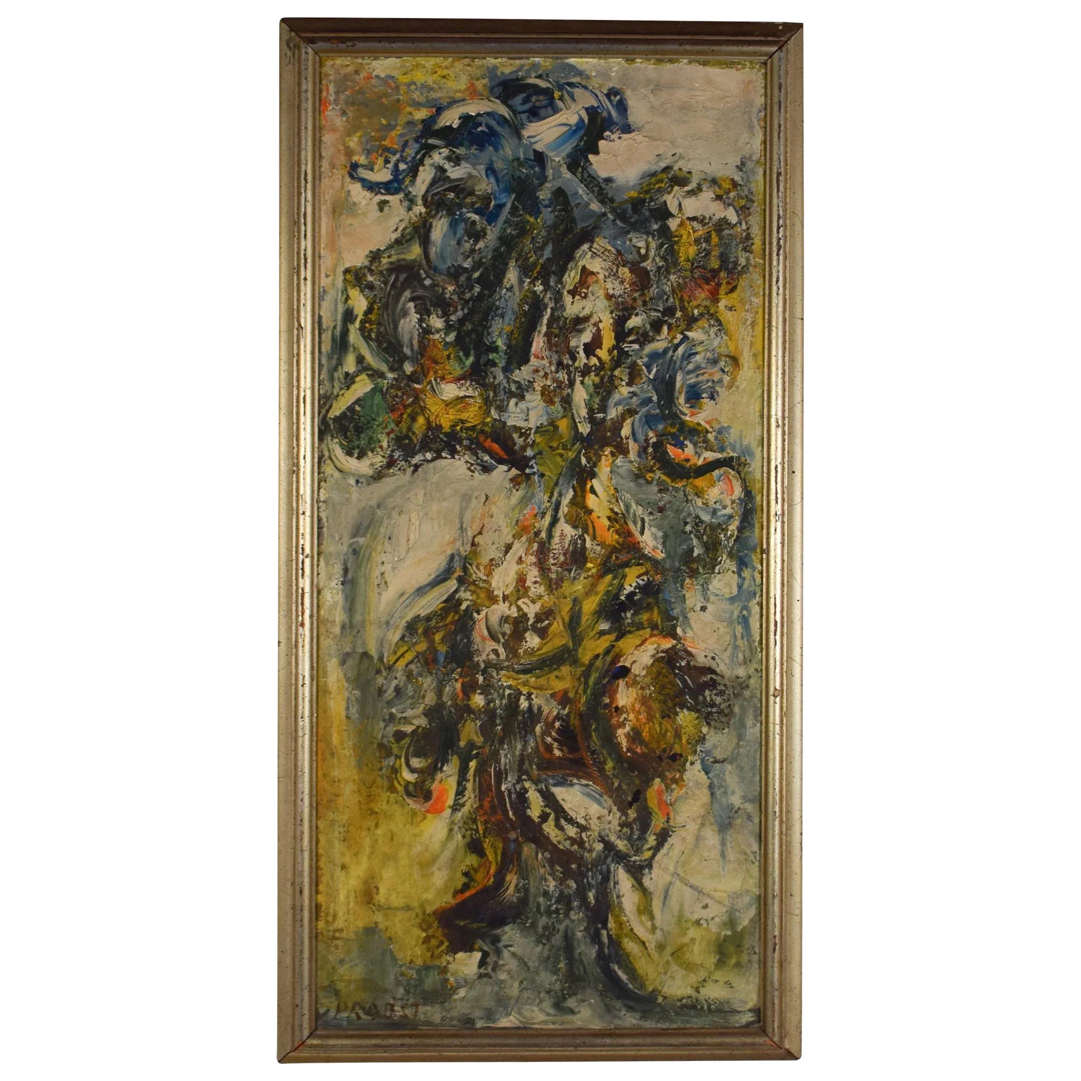 Joachim Probst Abstraktes florales Öl auf Karton, signiert 1956 im Angebot