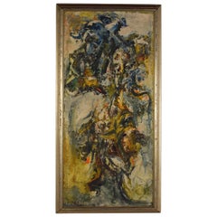 Joachim Probst Abstraktes florales Öl auf Karton, signiert 1956