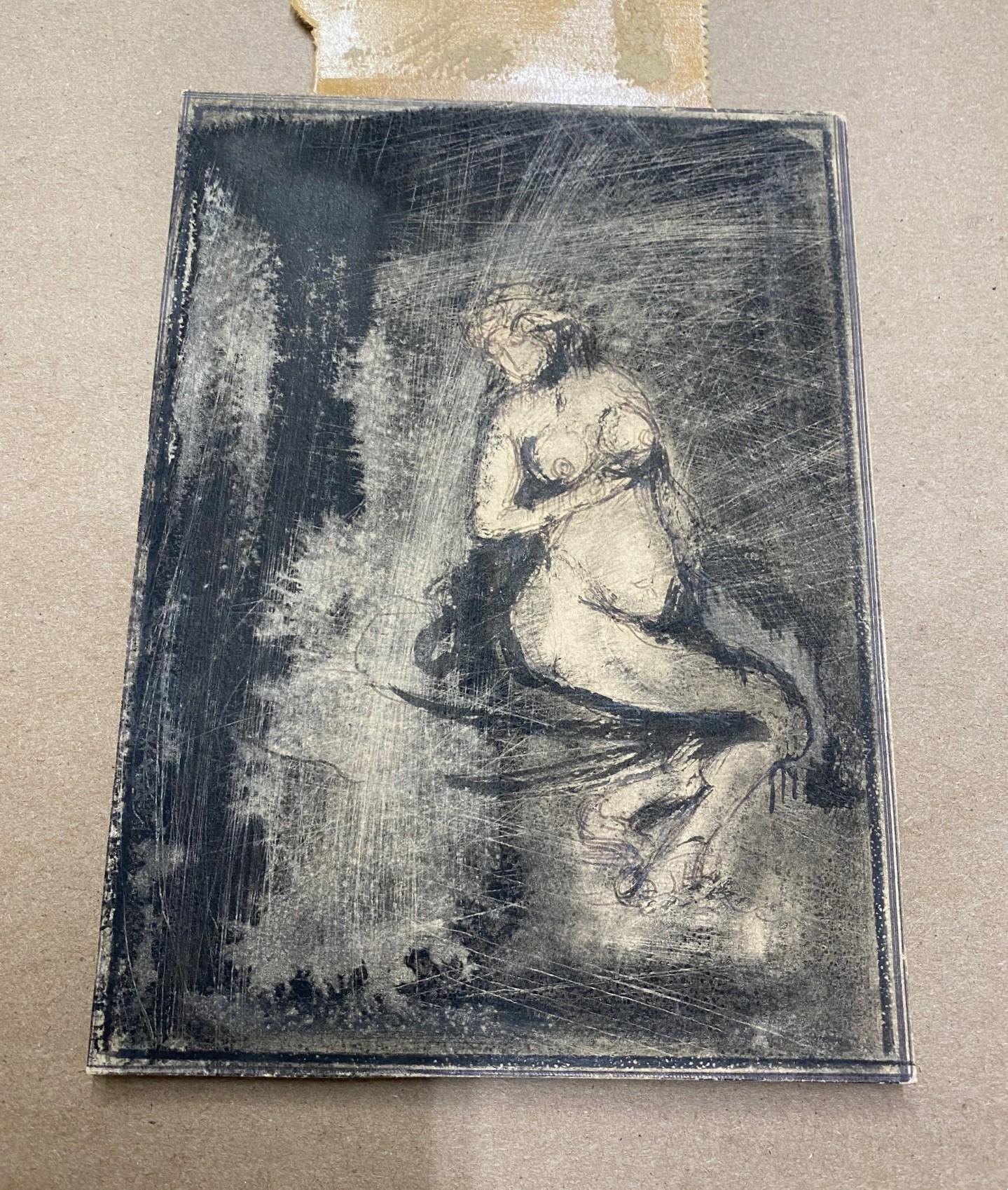Peinture de nu féminine moderne du milieu du siècle dernier de Joachim Probst, NY Art mixte signée en vente 5