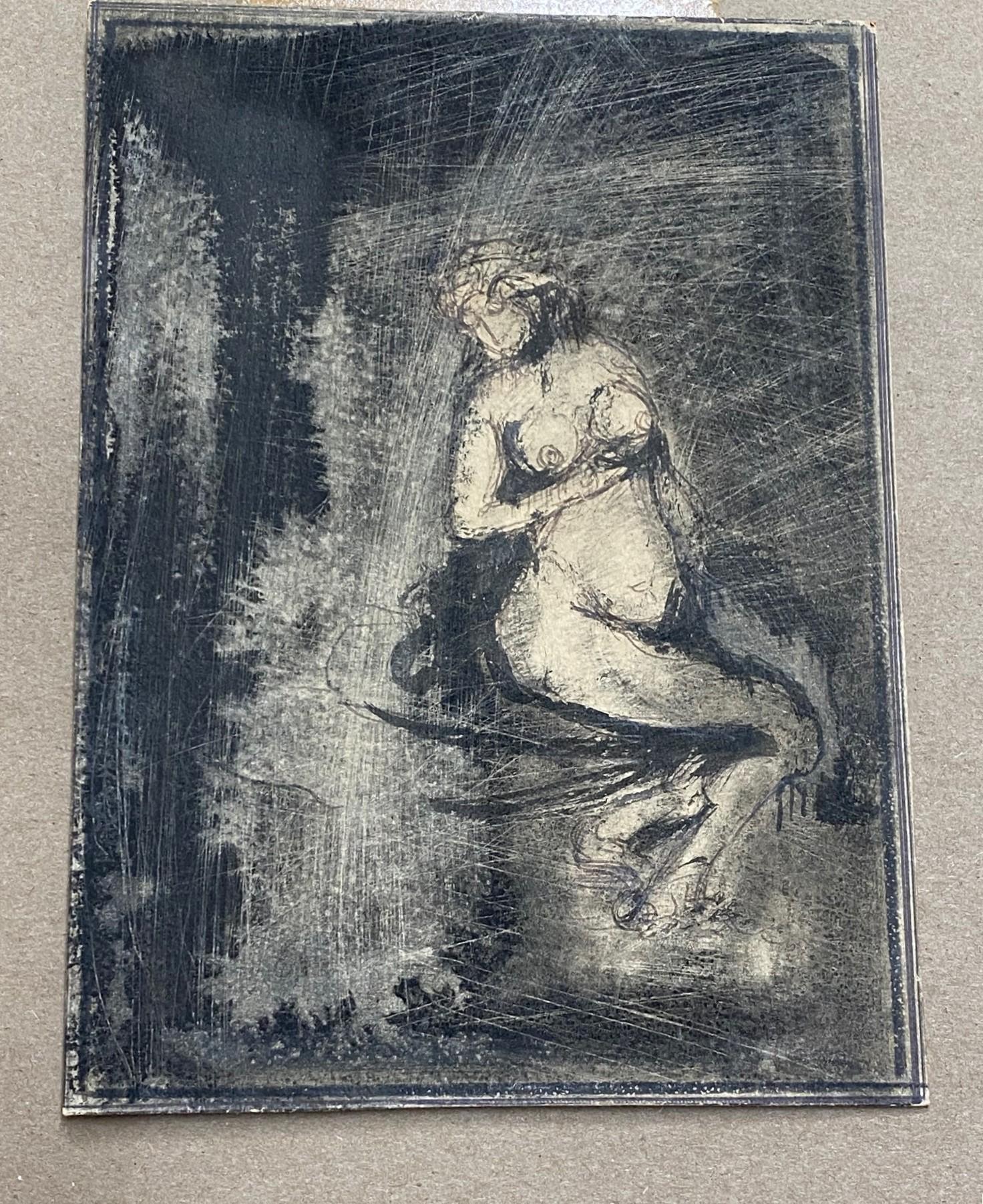 Peinture de nu féminine moderne du milieu du siècle dernier de Joachim Probst, NY Art mixte signée en vente 6