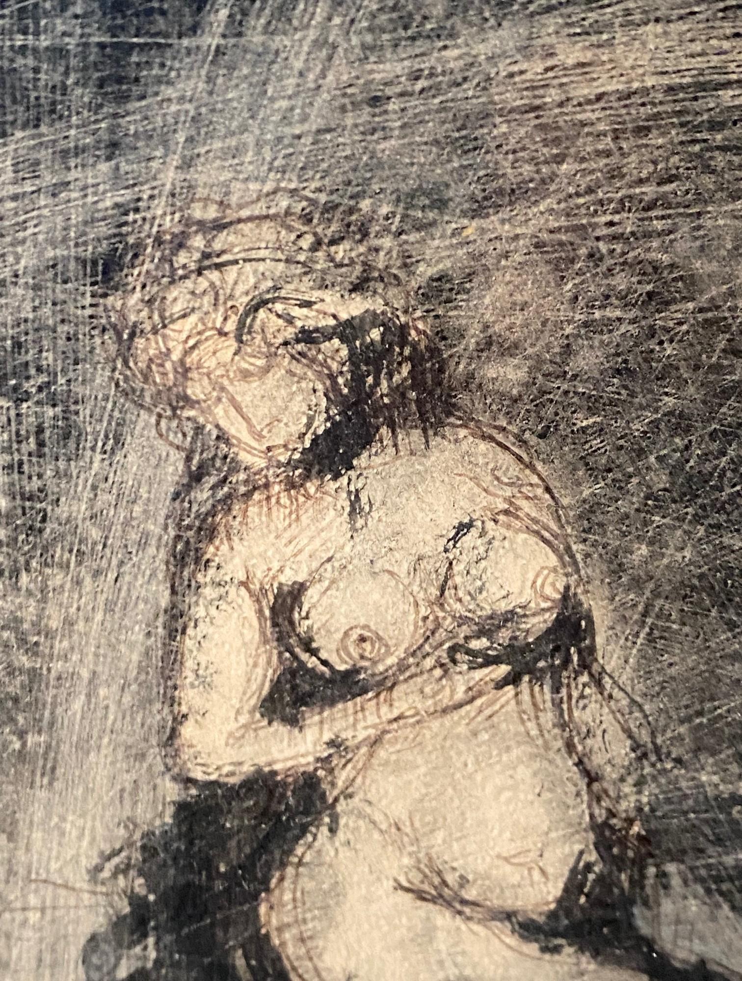 Peint à la main Peinture de nu féminine moderne du milieu du siècle dernier de Joachim Probst, NY Art mixte signée en vente