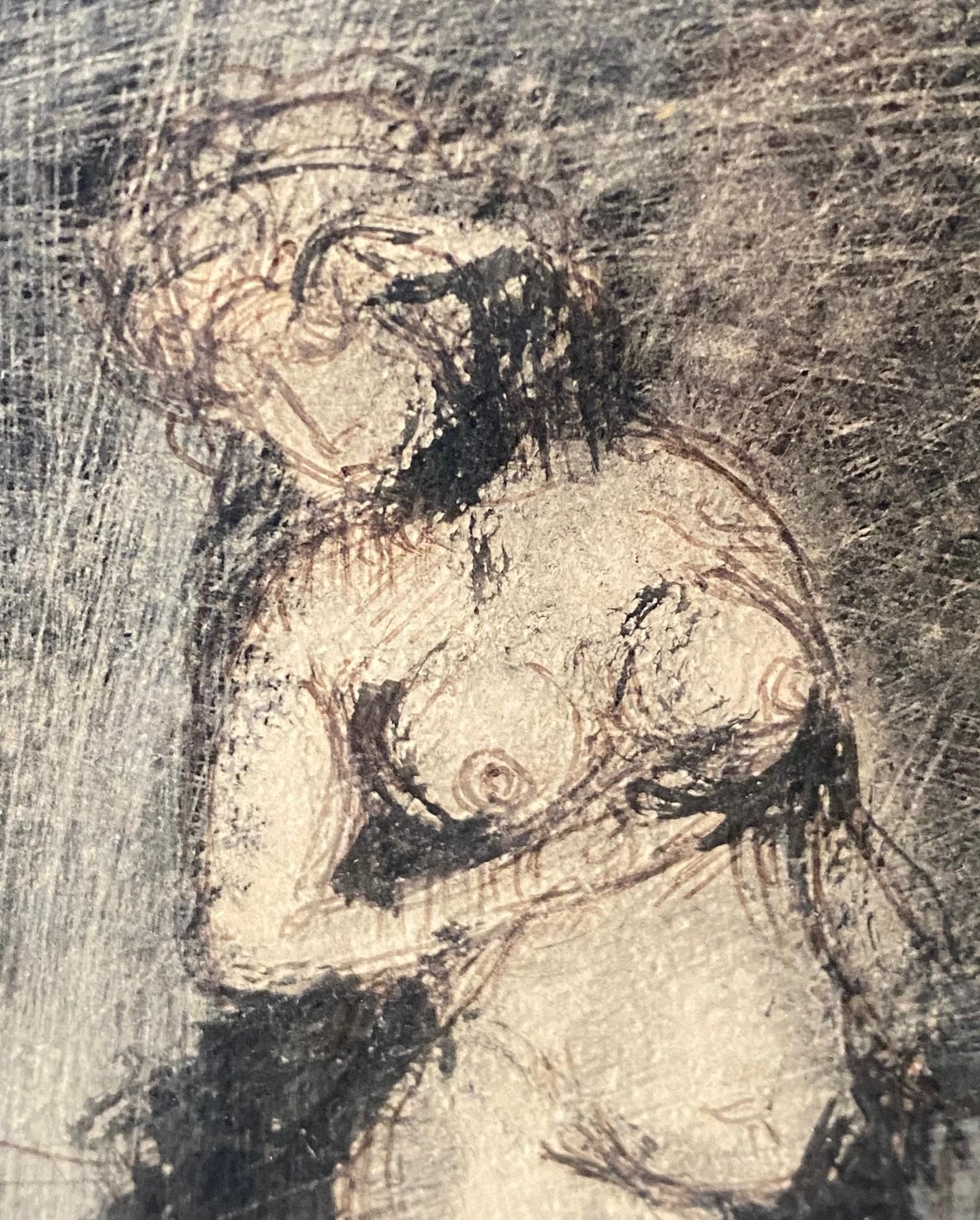 Peinture de nu féminine moderne du milieu du siècle dernier de Joachim Probst, NY Art mixte signée Bon état - En vente à Studio City, CA