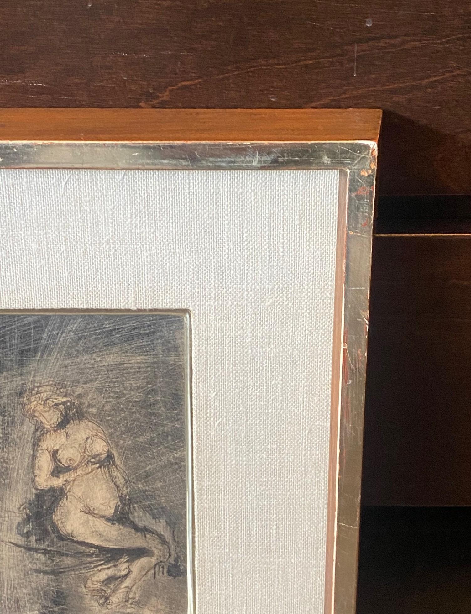 Milieu du XXe siècle Peinture de nu féminine moderne du milieu du siècle dernier de Joachim Probst, NY Art mixte signée en vente