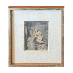 Joachim Probst Signed Mid-Century Modern NY Art Mixed Media Female Nude Painting