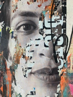 4K, Acrylic, aerosol, and collage of torn pictures on canvas