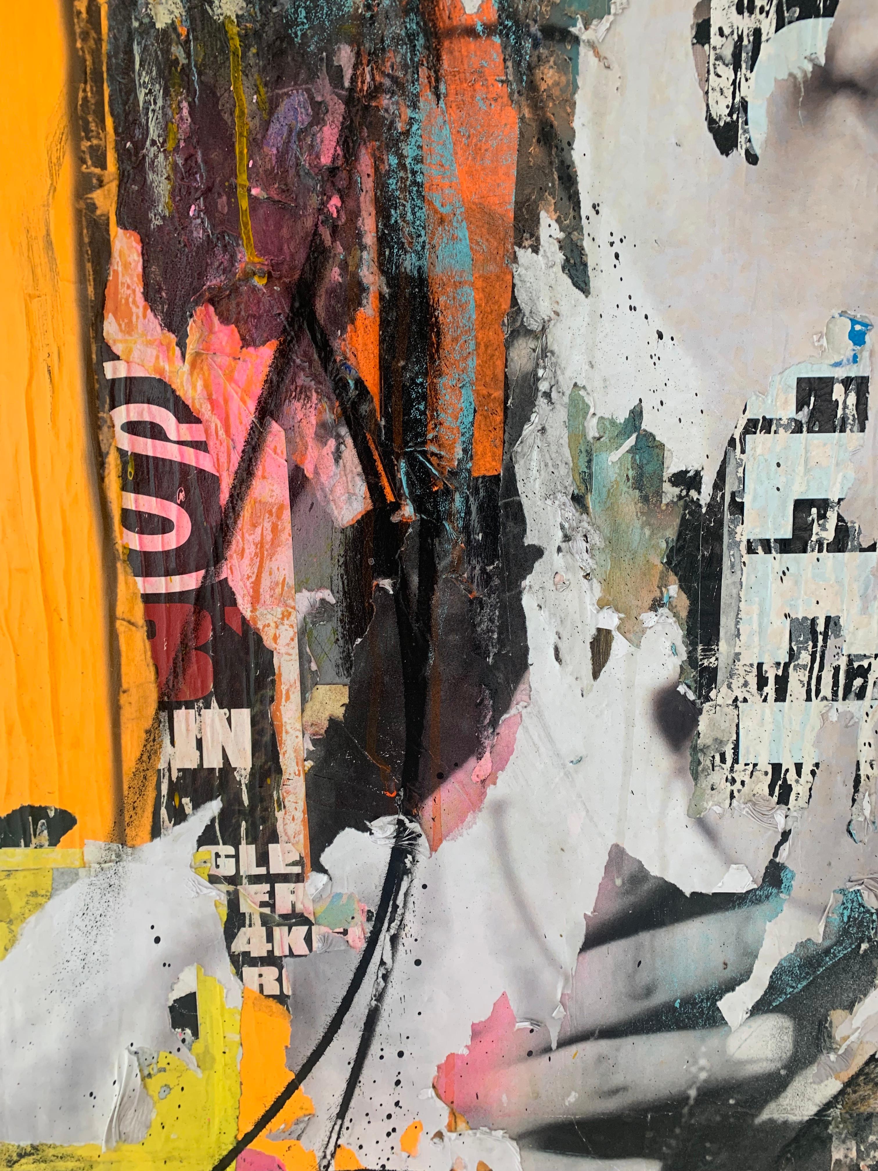 collage sur toile et acrylique