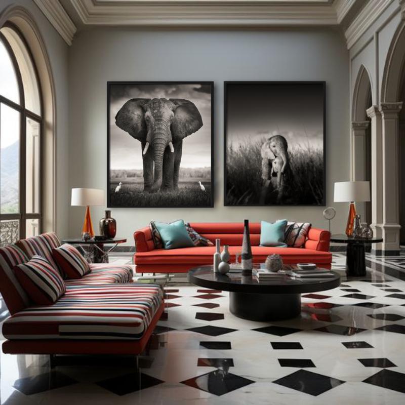 Toro con due uccelli - Elefante selvatico con due uccelli, Fotografia Fine Art, 2017 in vendita 4