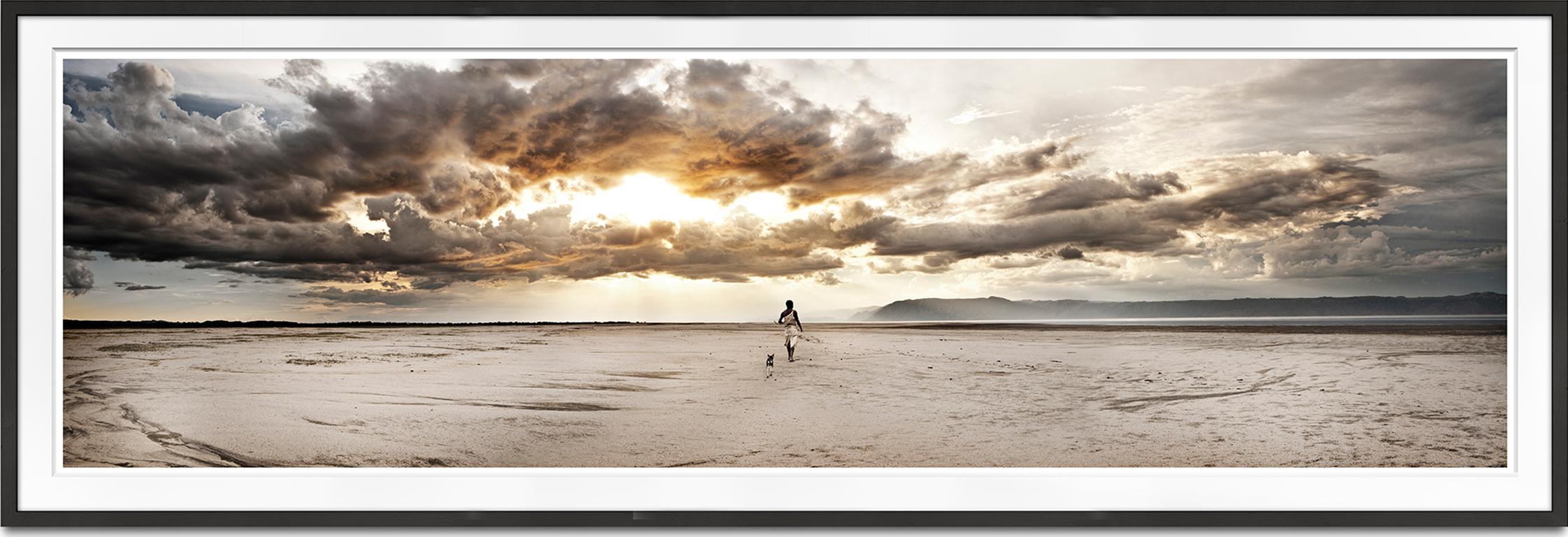 Joachim Schmeisser Landscape Photograph - Genesis I, Africa, Hunter, Sundown, bushman, hadza, color photography