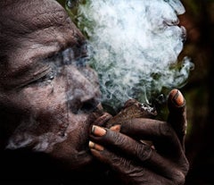 Hadzabe, people, smoke, color photography, fire, africa, bushman