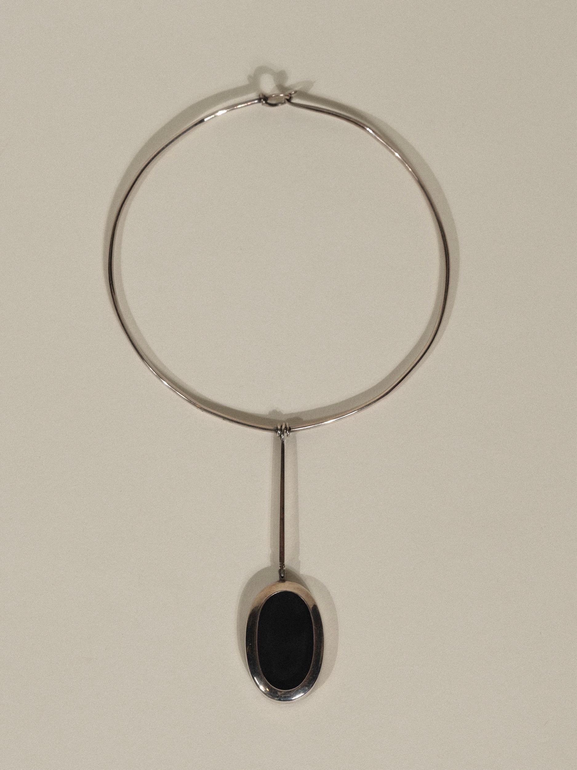 Joachim S'paliu Collar Necklace Onyx Silver Modernist 5