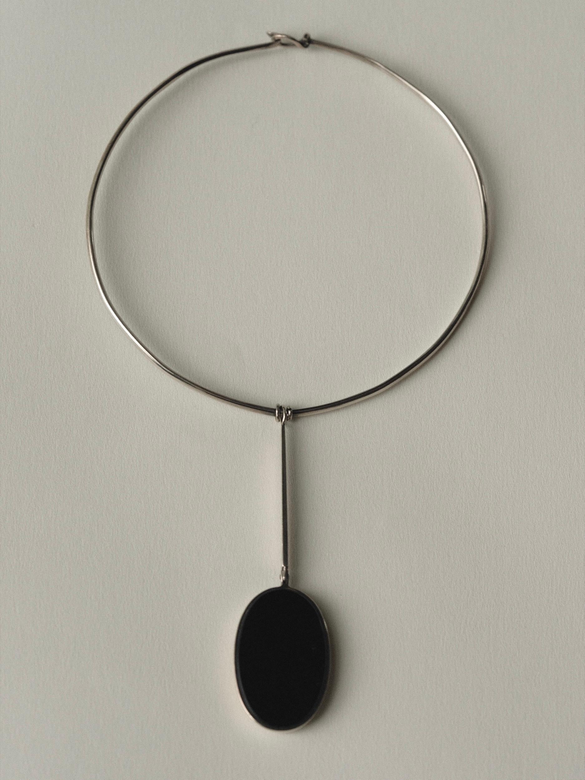 Joachim S'paliu Collar Necklace Onyx Silver Modernist 7