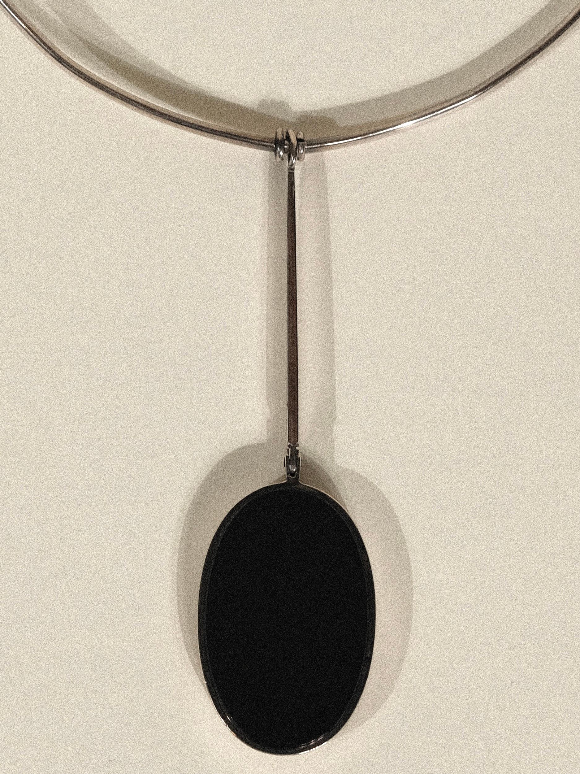Joachim S'paliu Collar Necklace Onyx Silver Modernist 8