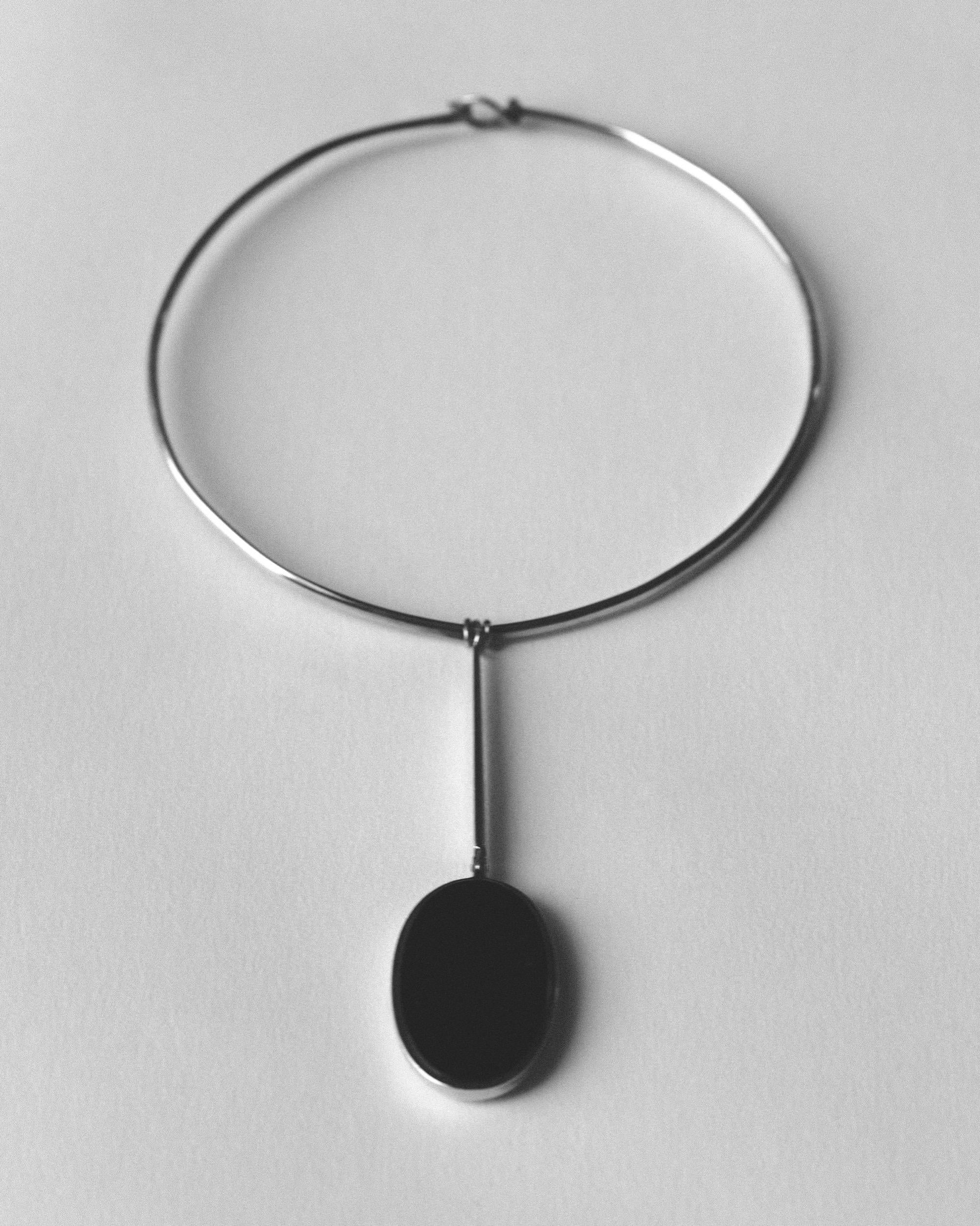 Joachim S'paliu Collar Necklace Onyx Silver Modernist 9