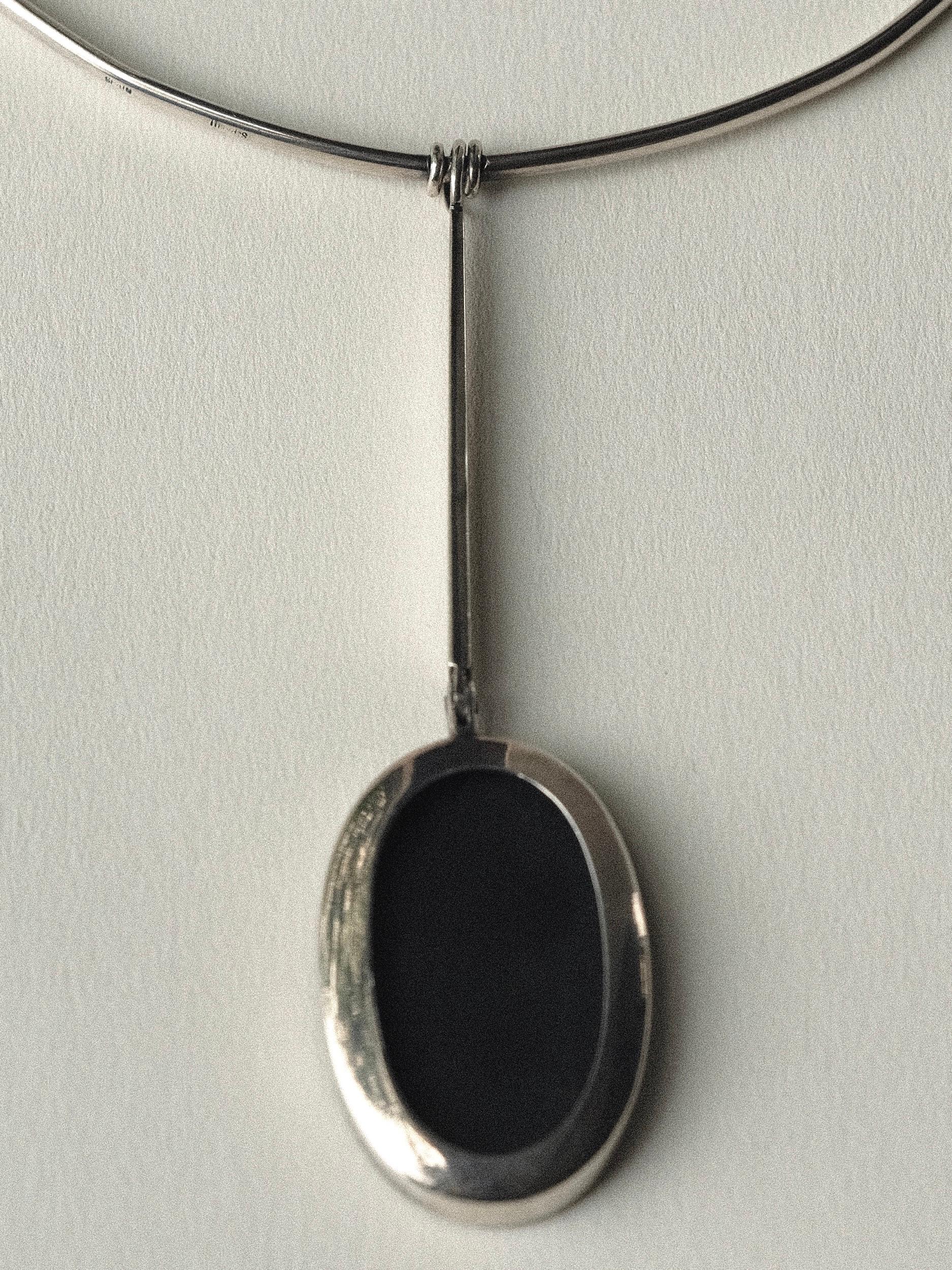 Joachim S'paliu Collar Necklace Onyx Silver Modernist In Good Condition In Los Angeles, CA