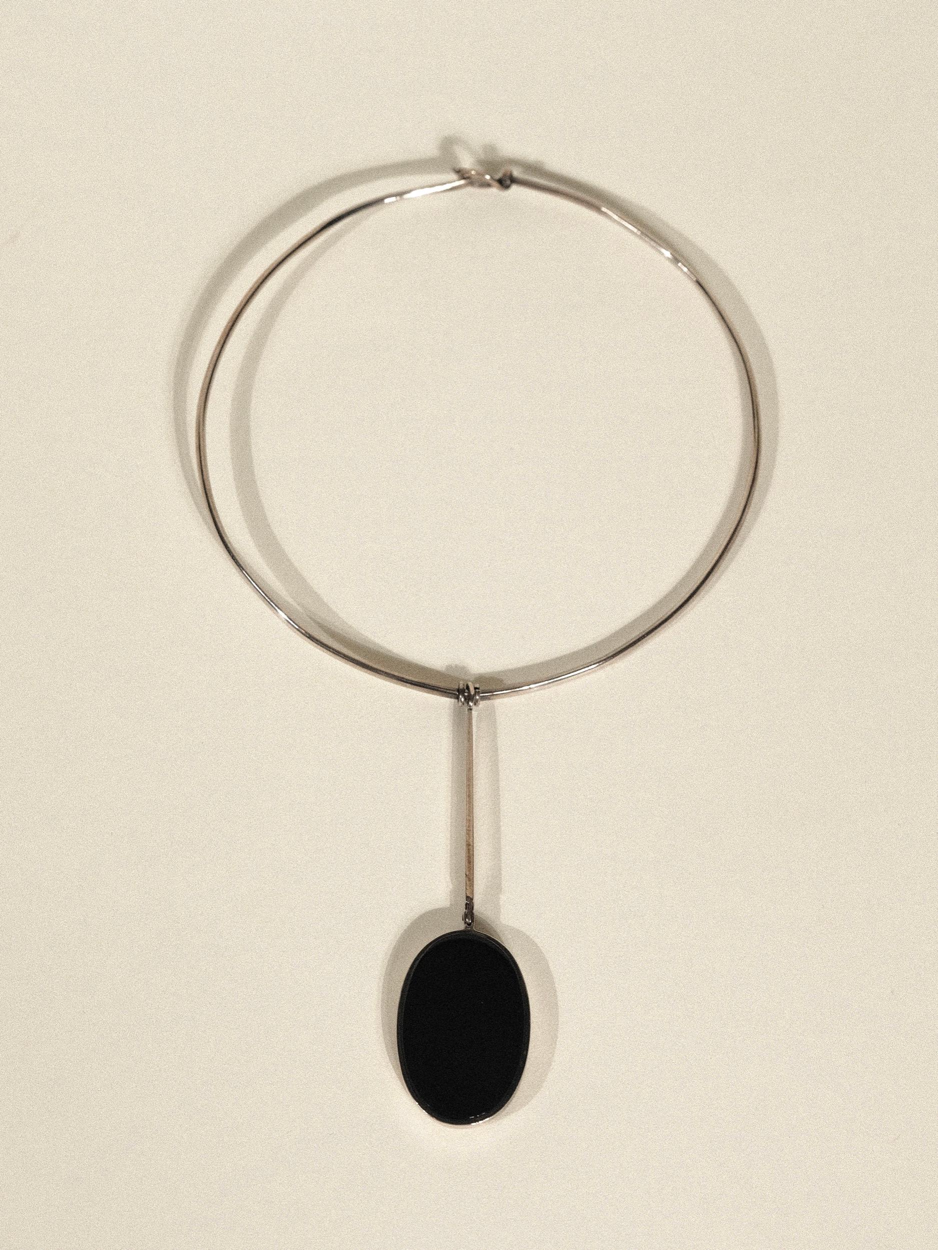 Women's or Men's Joachim S'paliu Collar Necklace Onyx Silver Modernist
