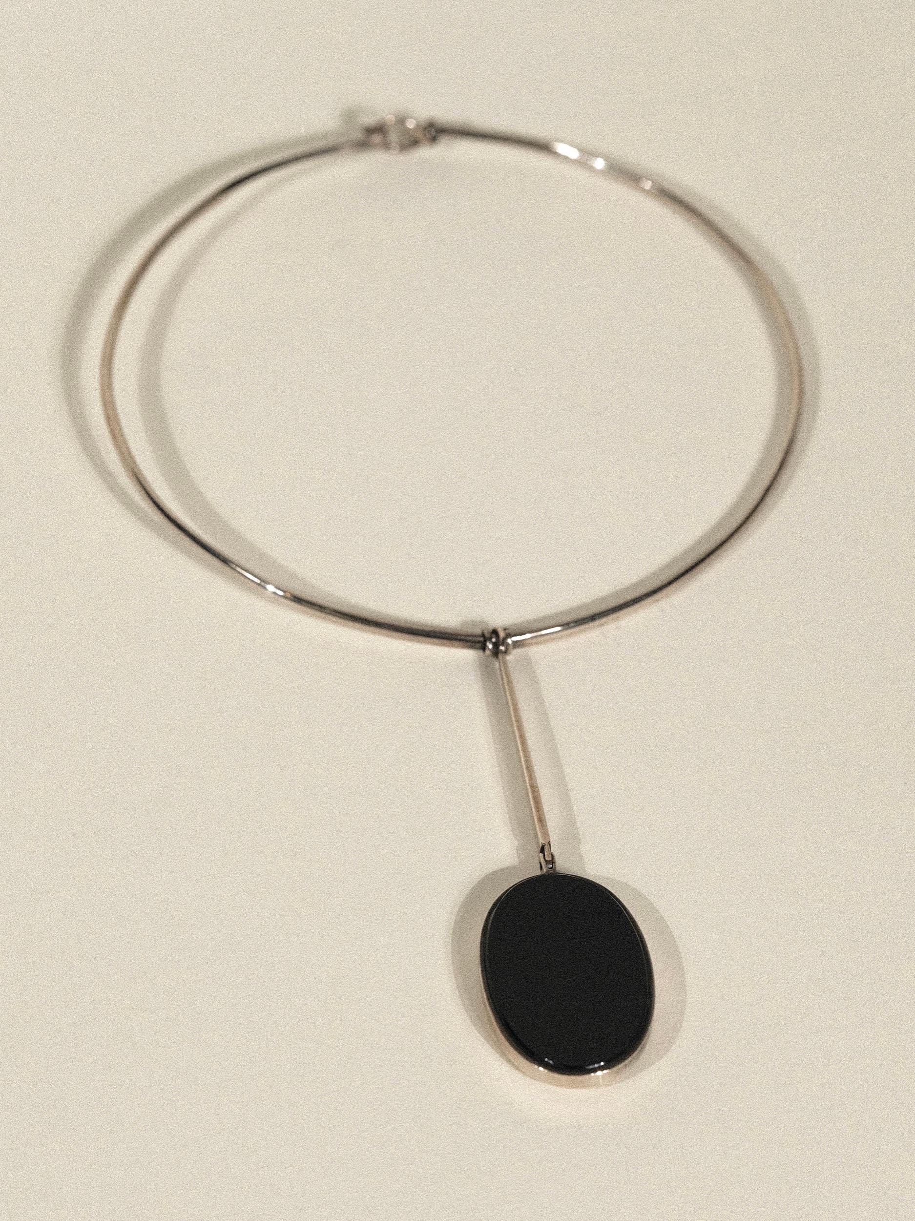 Joachim S'paliu Collar Necklace Onyx Silver Modernist 1