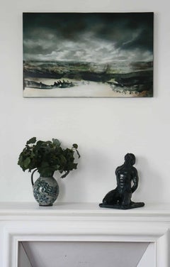 Amidst Thunder de Joachim van der Vlugt - Peinture semi-abstraite, ciel gris