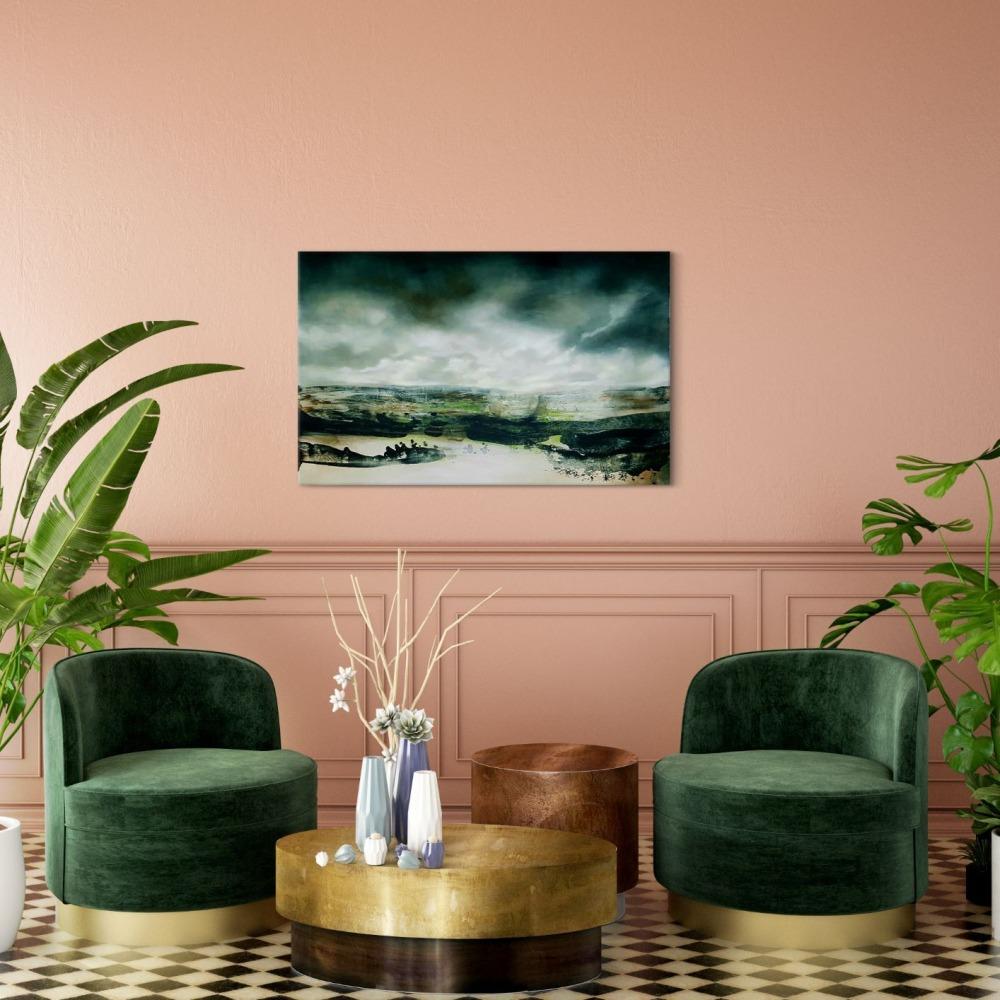 Entre truenos de Joachim van der Vlugt - Pintura semiabstracta, cielo gris en venta 2