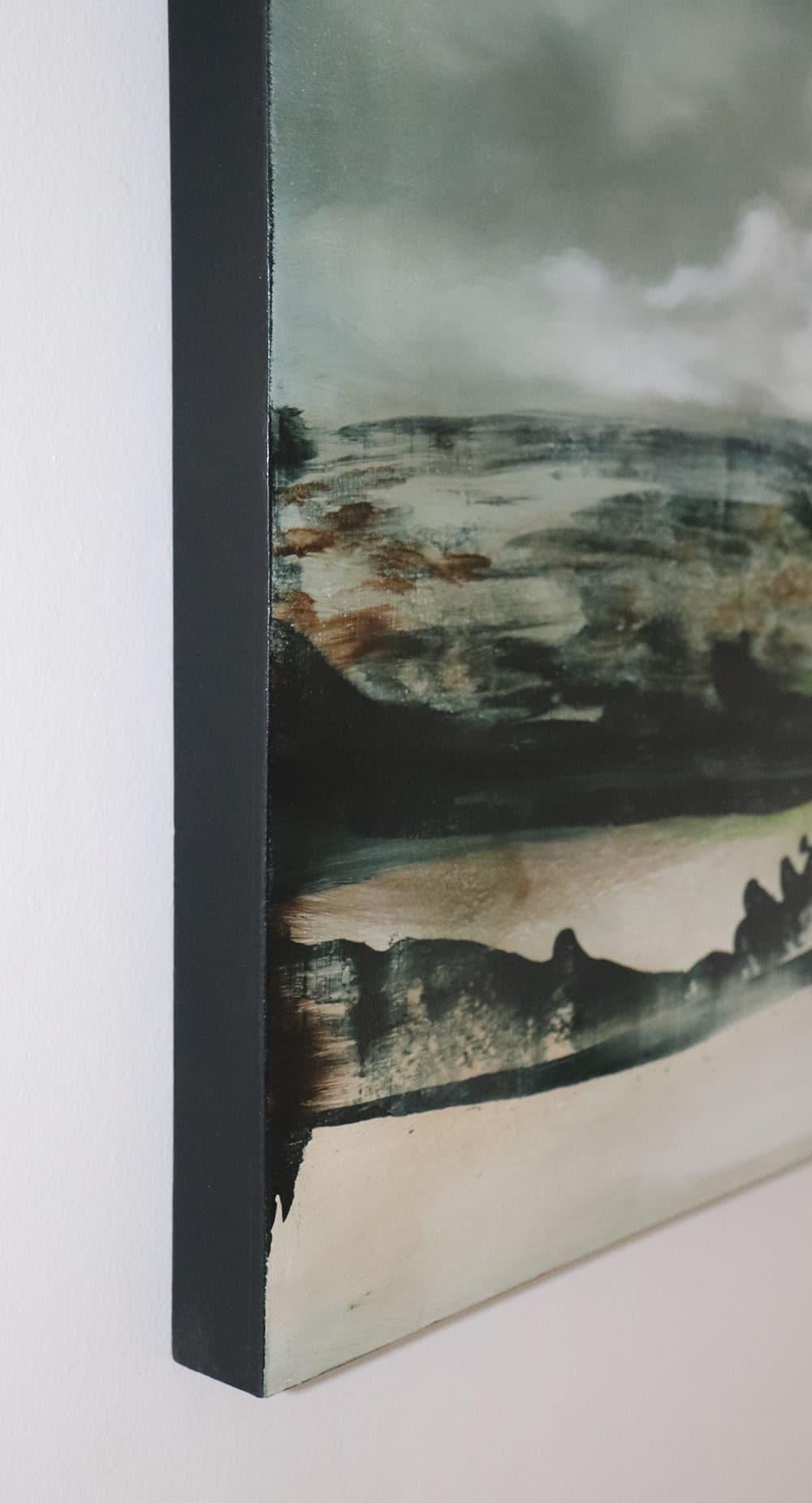 Entre truenos de Joachim van der Vlugt - Pintura semiabstracta, cielo gris en venta 4