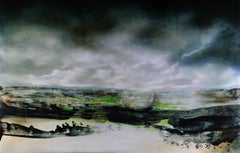Amidst Thunder de Joachim van der Vlugt - Peinture semi-abstraite, ciel gris