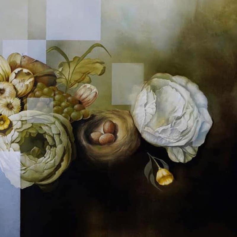 Balcones del cielo II de Joachim van der Vlugt - Pintura floral semiabstracta en venta 2