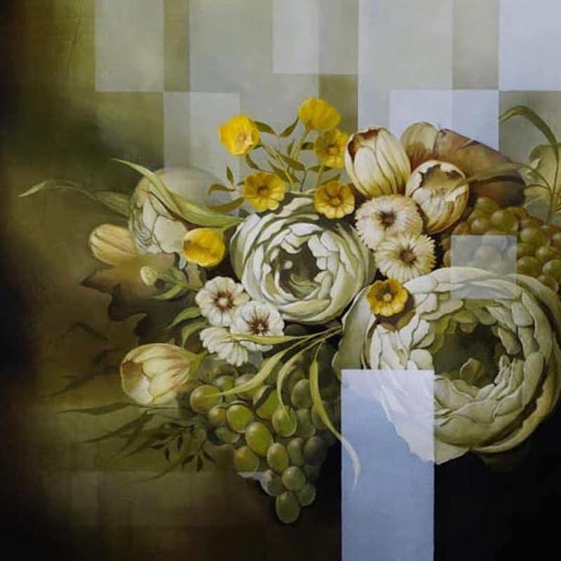 Balconies of the Sky II von Joachim van der Vlugt - Halbabstraktes Blumengemälde im Angebot 3