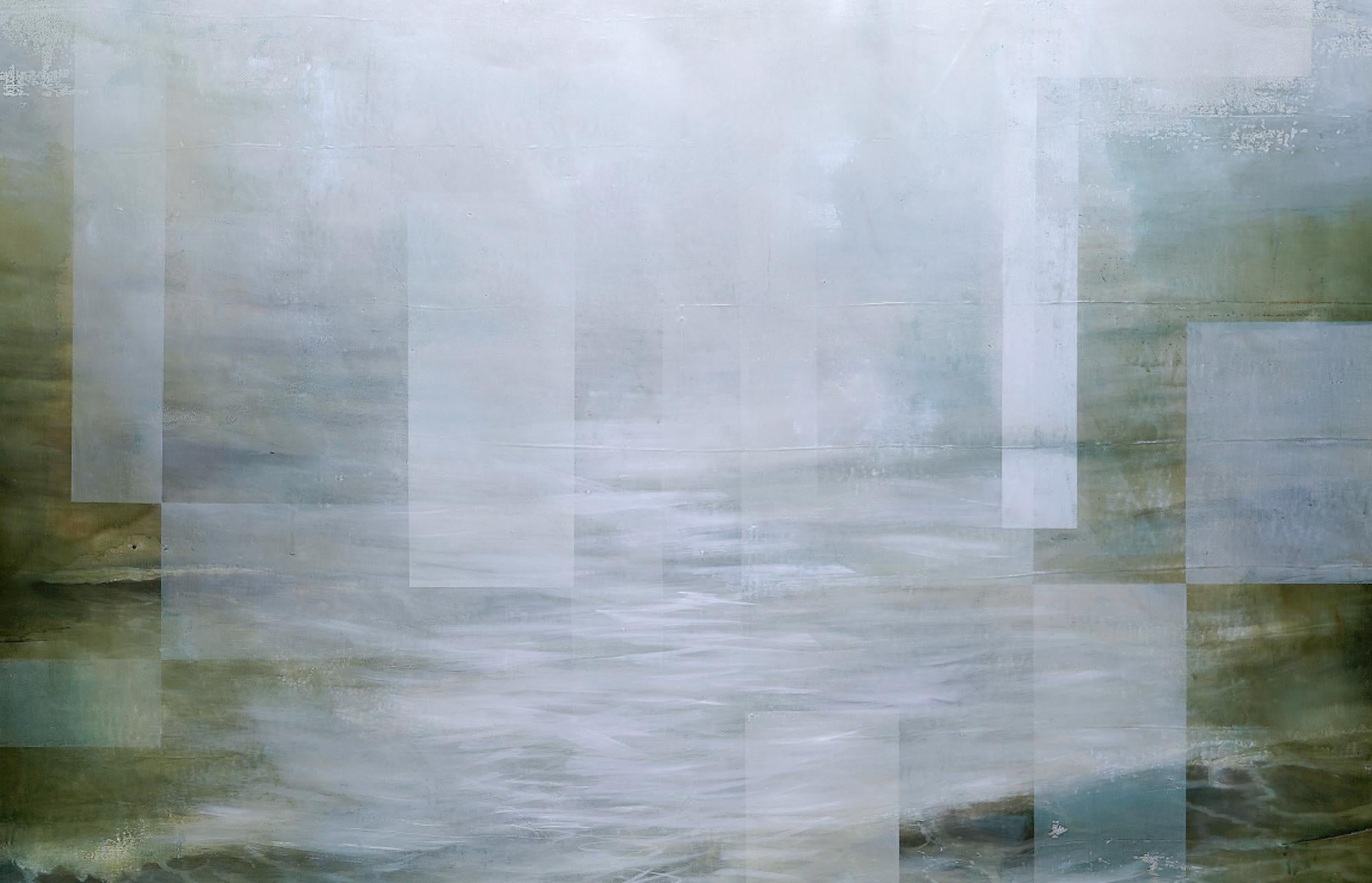 Deep End I von Joachim van der Vlugt – halb-abstrakte Malerei, Meer, dunkle Farben im Angebot 1